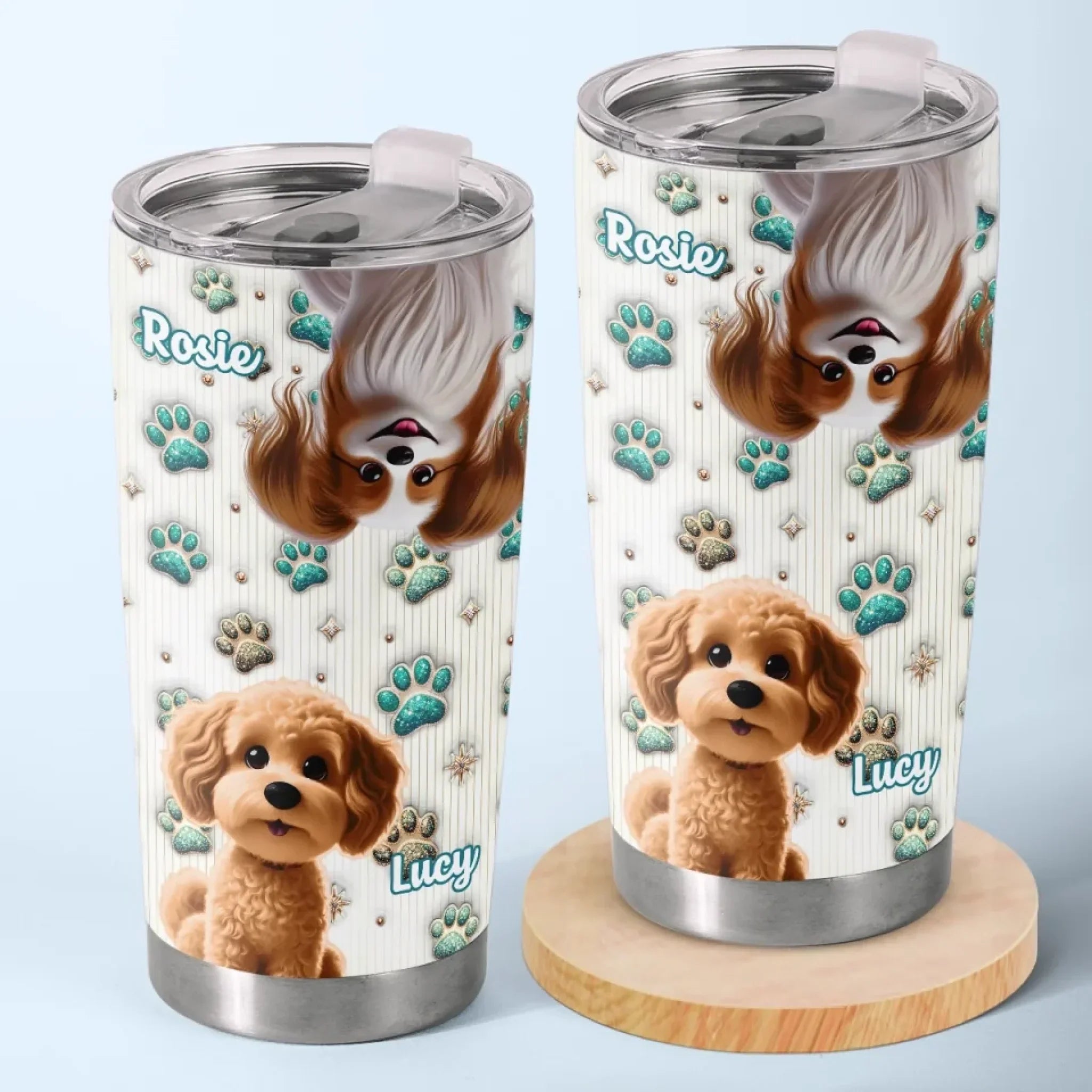 Life’s Better With Paws - Dog & Cat Personalized Custom 3D Inflated Effect Printed Tumbler - Gift For Pet Owners, Pet Lovers