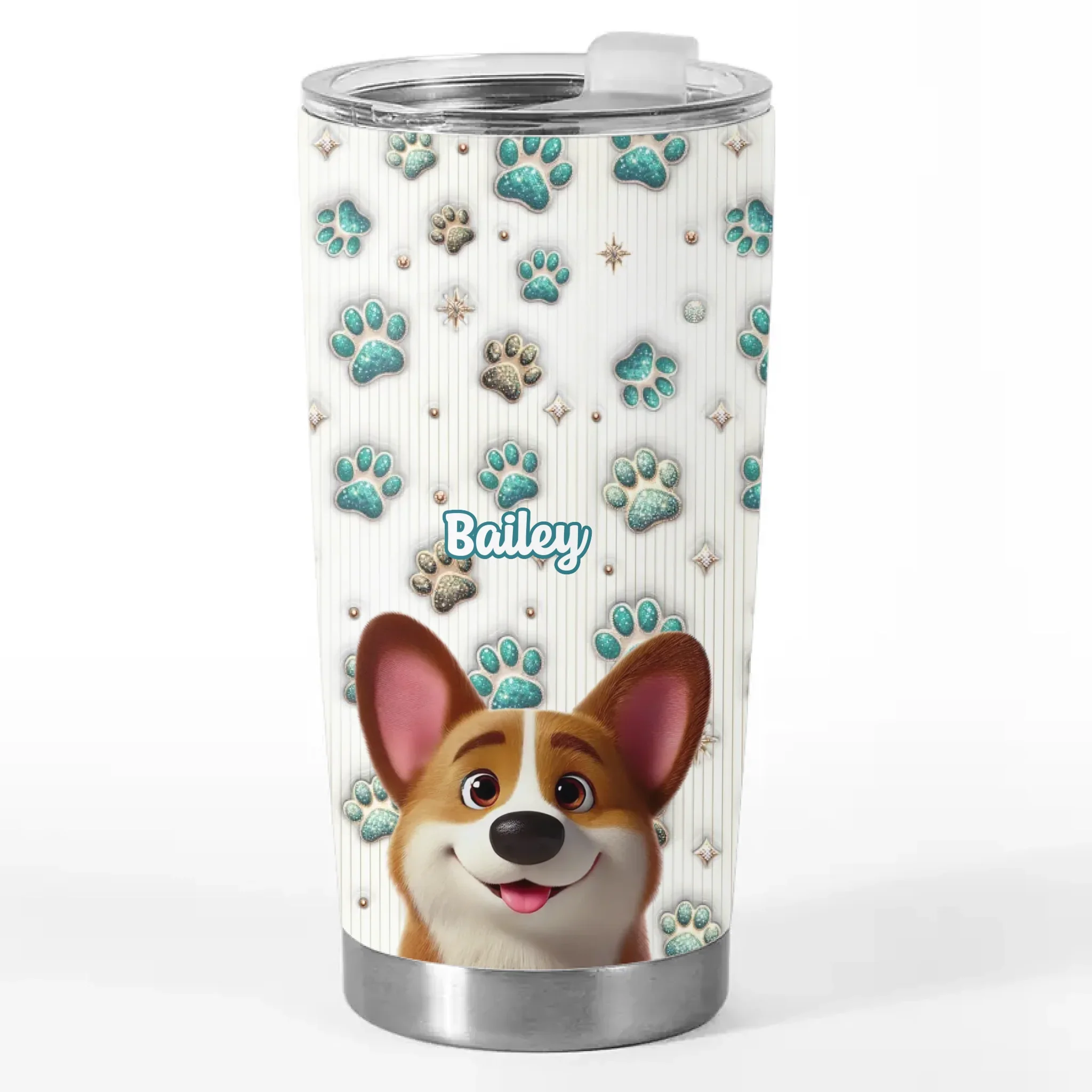 Life’s Better With Paws - Dog & Cat Personalized Custom 3D Inflated Effect Printed Tumbler - Gift For Pet Owners, Pet Lovers