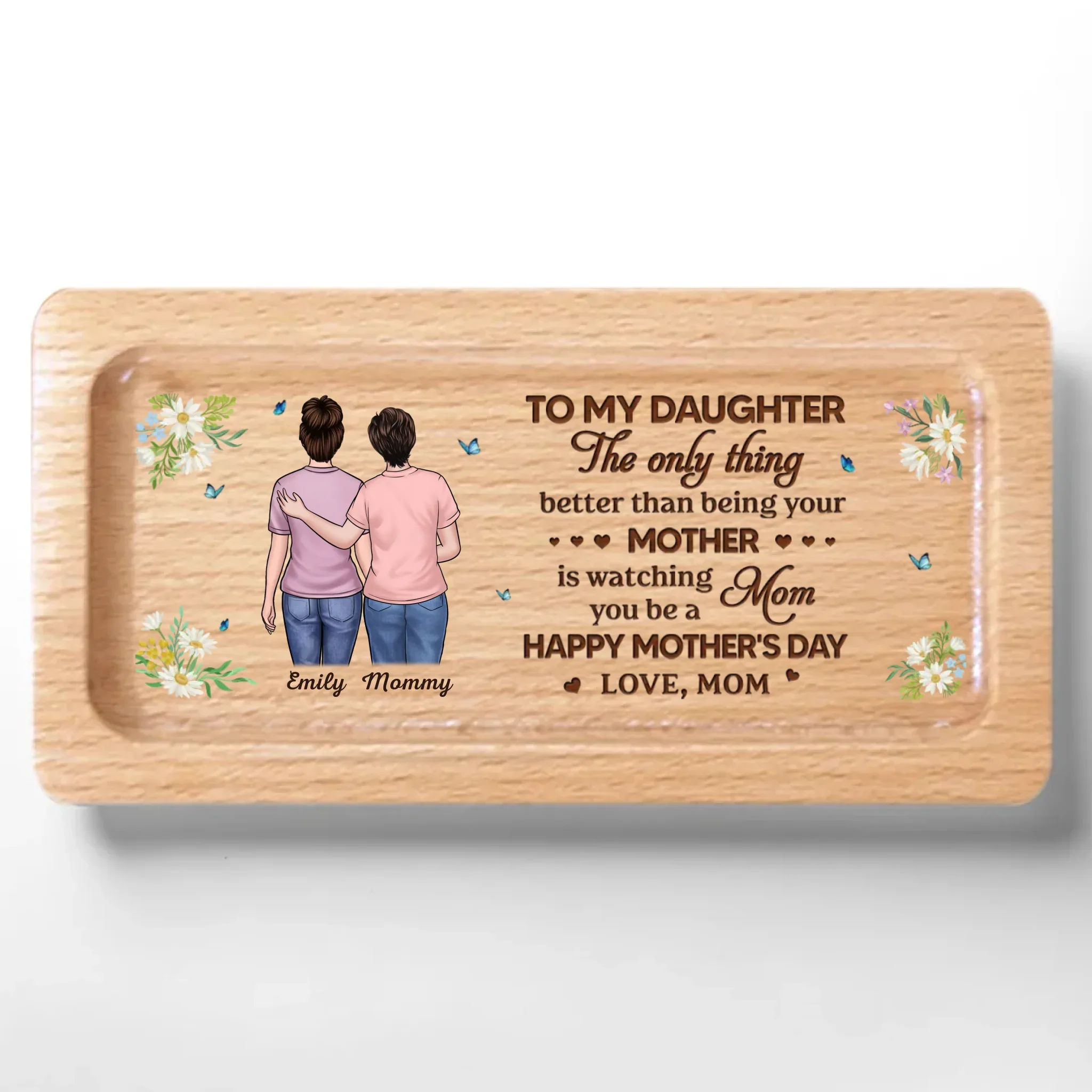 Together In Heart, Always - Family Personalized Custom Wooden Jewelry Box - Mother's Day, Gift For Mom, Daughter