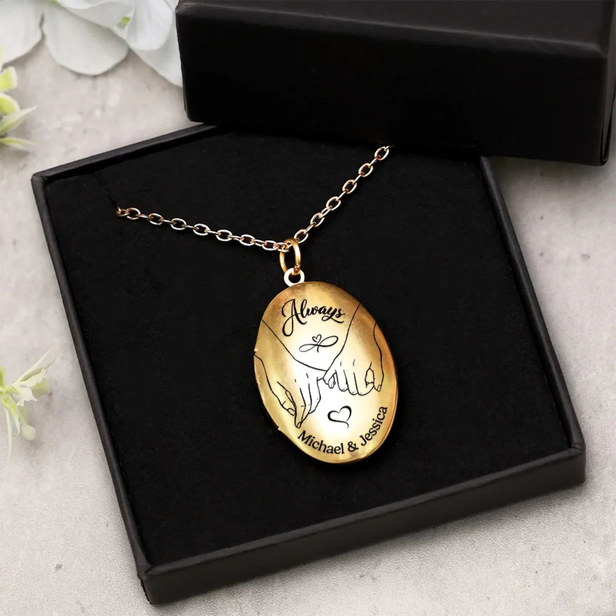 Custom Photo I Promise To Always Be By Your Side - Couple Personalized Custom Locket Necklace - Gift For Husband Wife, Anniversary