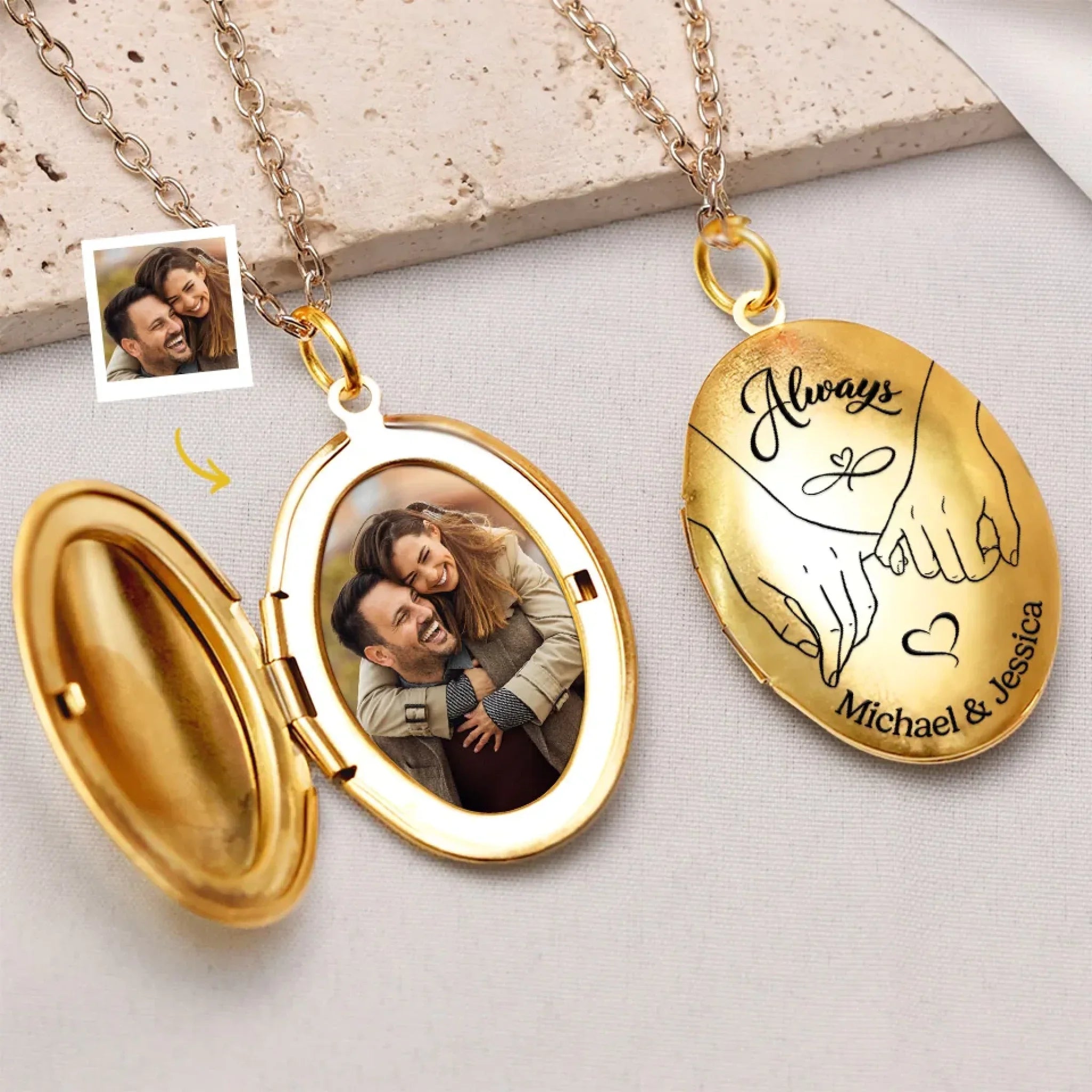 Custom Photo I Promise To Always Be By Your Side - Couple Personalized Custom Locket Necklace - Gift For Husband Wife, Anniversary