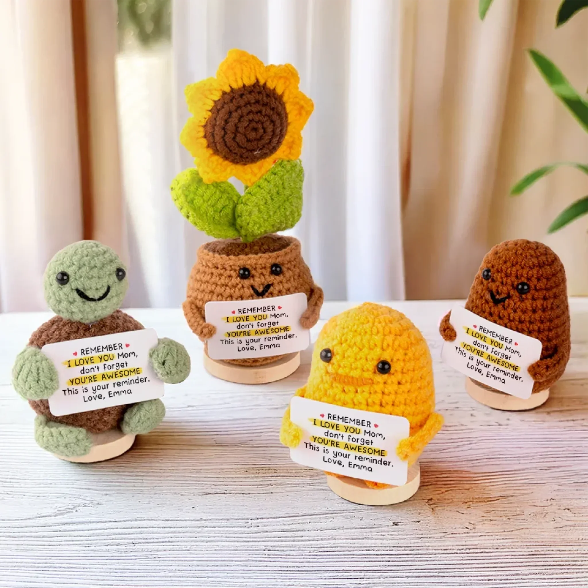 Thanks For Always Being There, Mom - Family Personalized Custom Handmade Crochet Plush With Motivational Message - Mother's Day, Gift For Mom