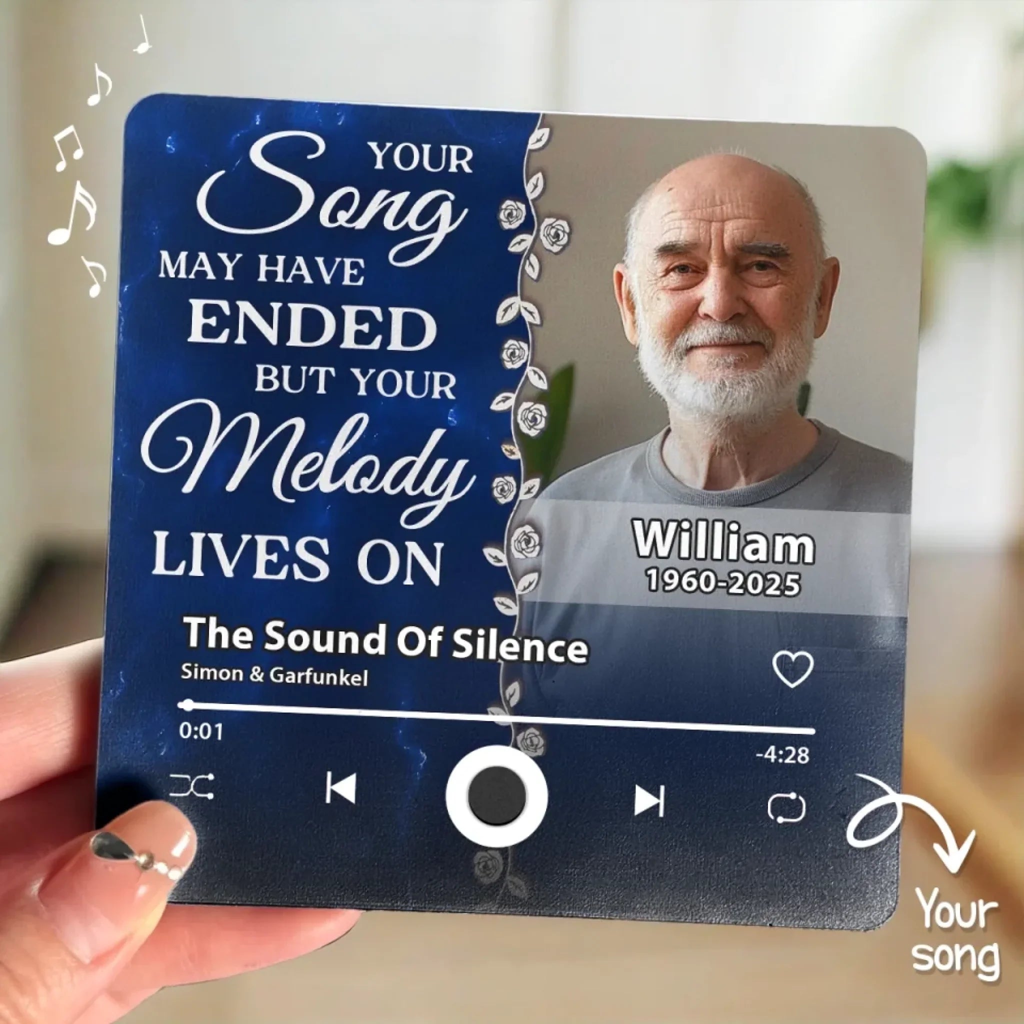 Custom Photo I Miss The Sound Of Your Voice - Memorial Personalized Custom Music Fridge Magnet That Can Play Songs - Sympathy Gift For Family Members