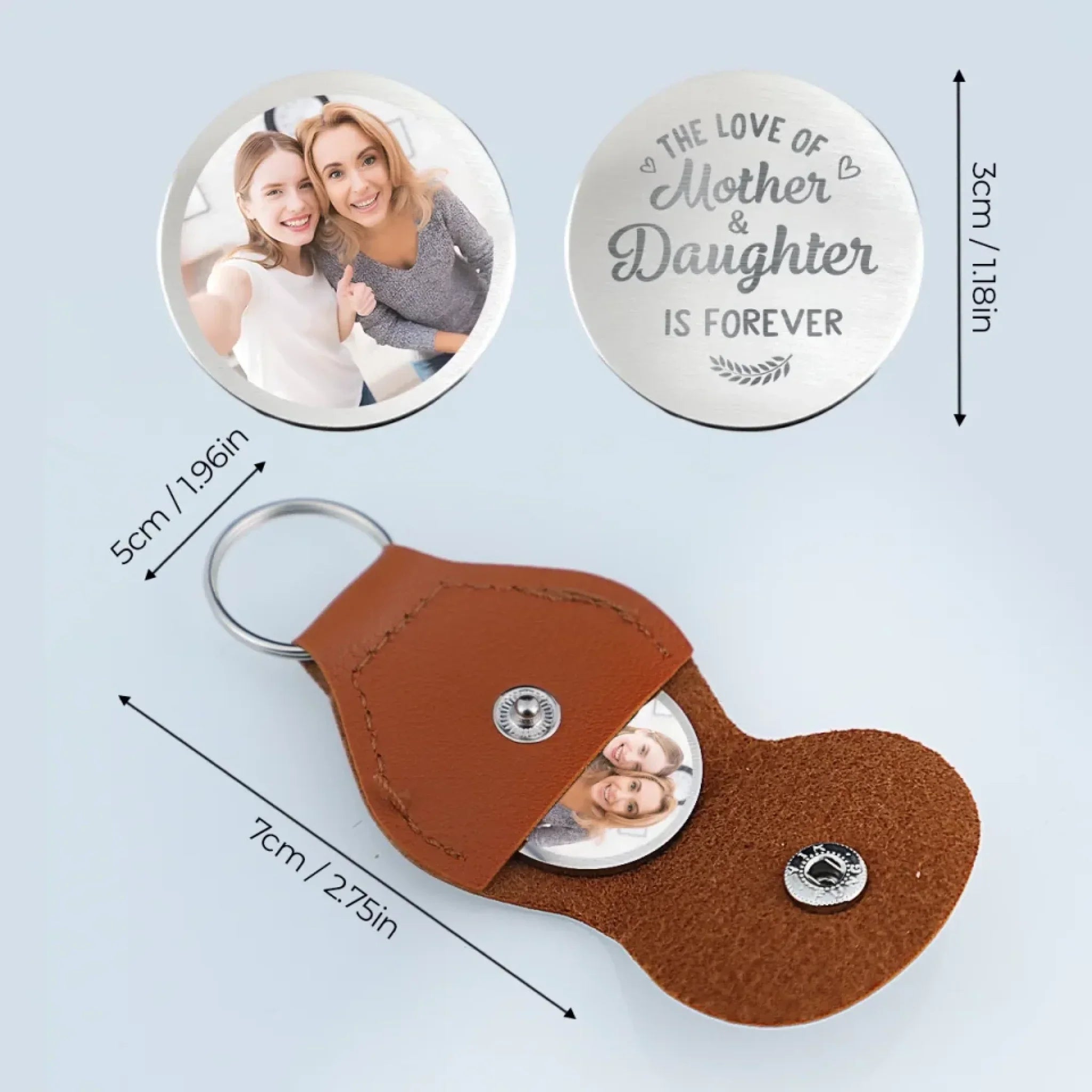 Custom Photo Connected By Heart, Always - Family Personalized Custom Pocket Hug - Mother's Day, Gift For Mom, Grandma