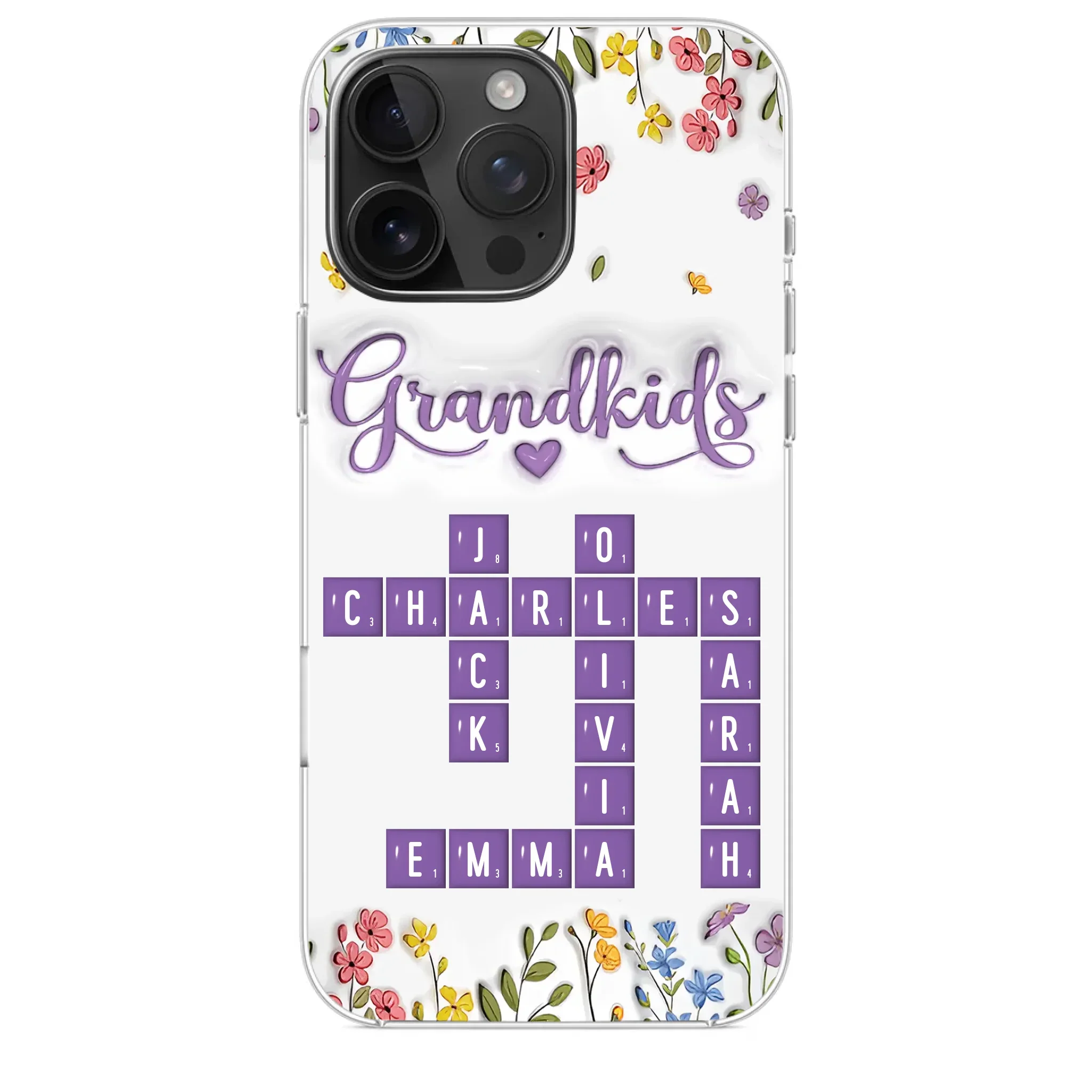 Tiny Names, Endless Love - Family Personalized Custom 3D Inflated Effect Printed Clear Phone Case - Mother's Day, Gift For Mom, Grandma