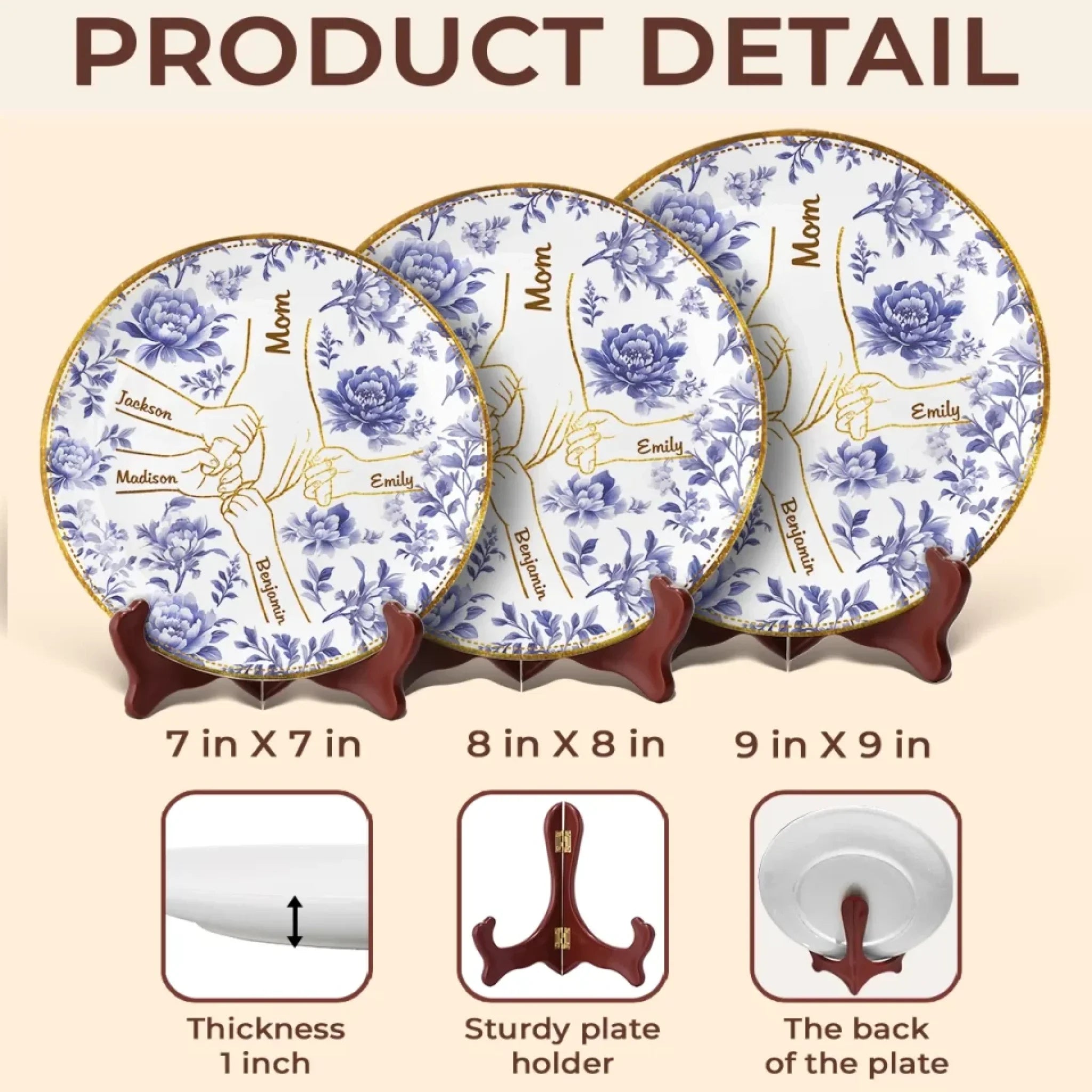 Generations Of Love, One Heart - Family Personalized Custom Ceramic Plate - Mother's Day, Gift For Mom, Grandma