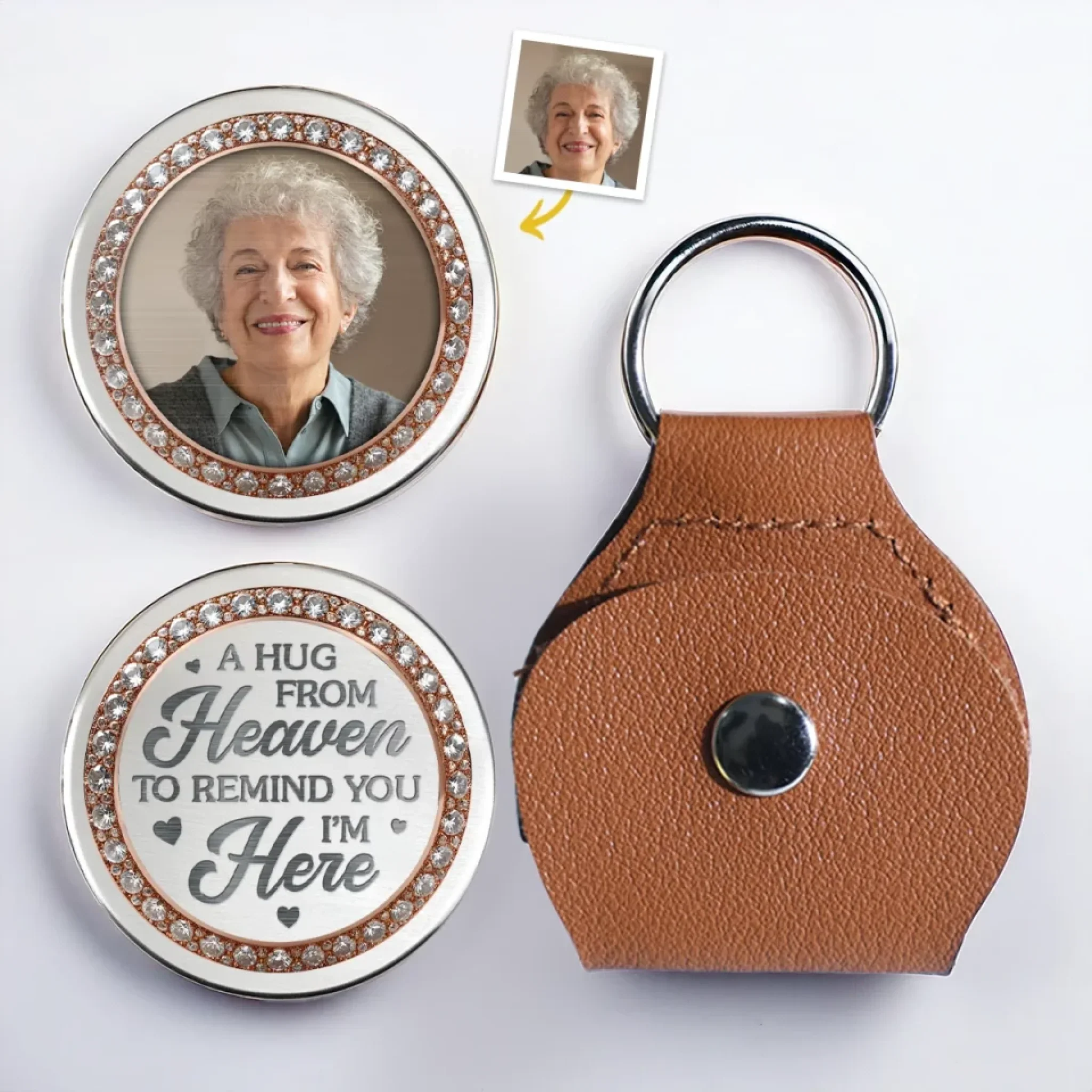 Custom Photo Pocket Hug - Personalized Memorial Sympathy Gifts For Loss Of Mom, Dad - In My Heart, Always With You