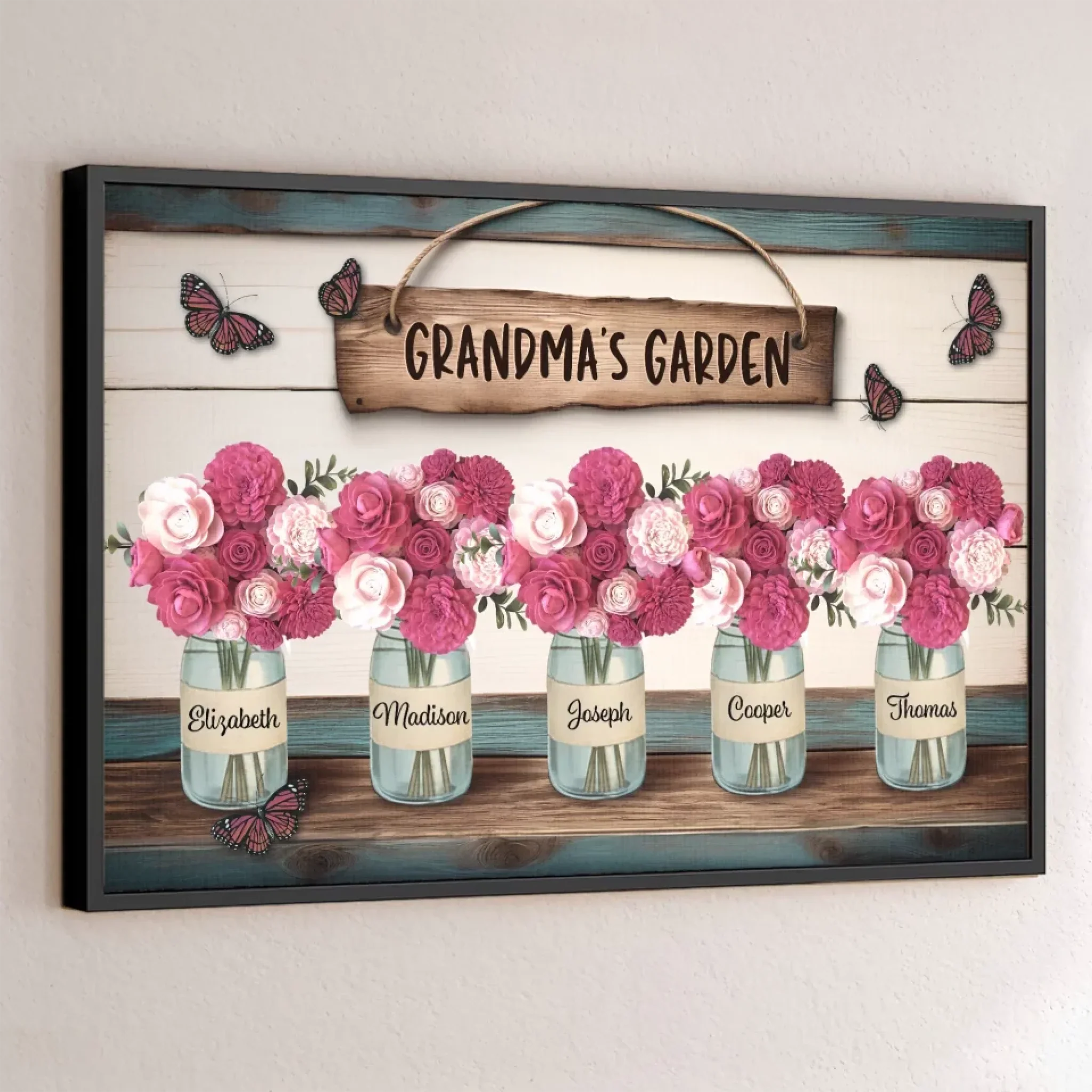 The Garden Of Her Heart - Family Personalized Custom Horizontal Poster - Mother's Day, Gift For Mom, Grandma