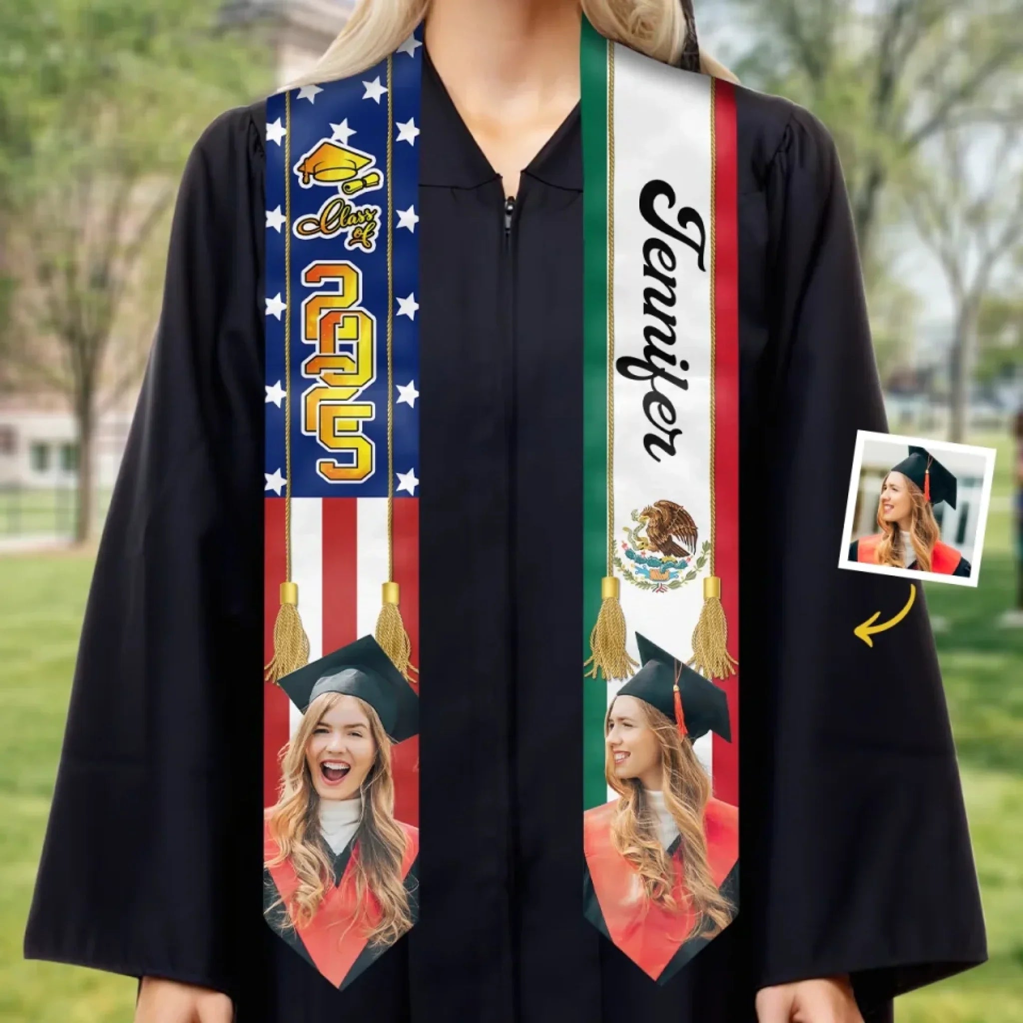 Custom Photo Watch Me Shine - Family Personalized Custom Triangle Graduation Stole - Graduation Gift For Family Members, Siblings, Brothers, Sisters