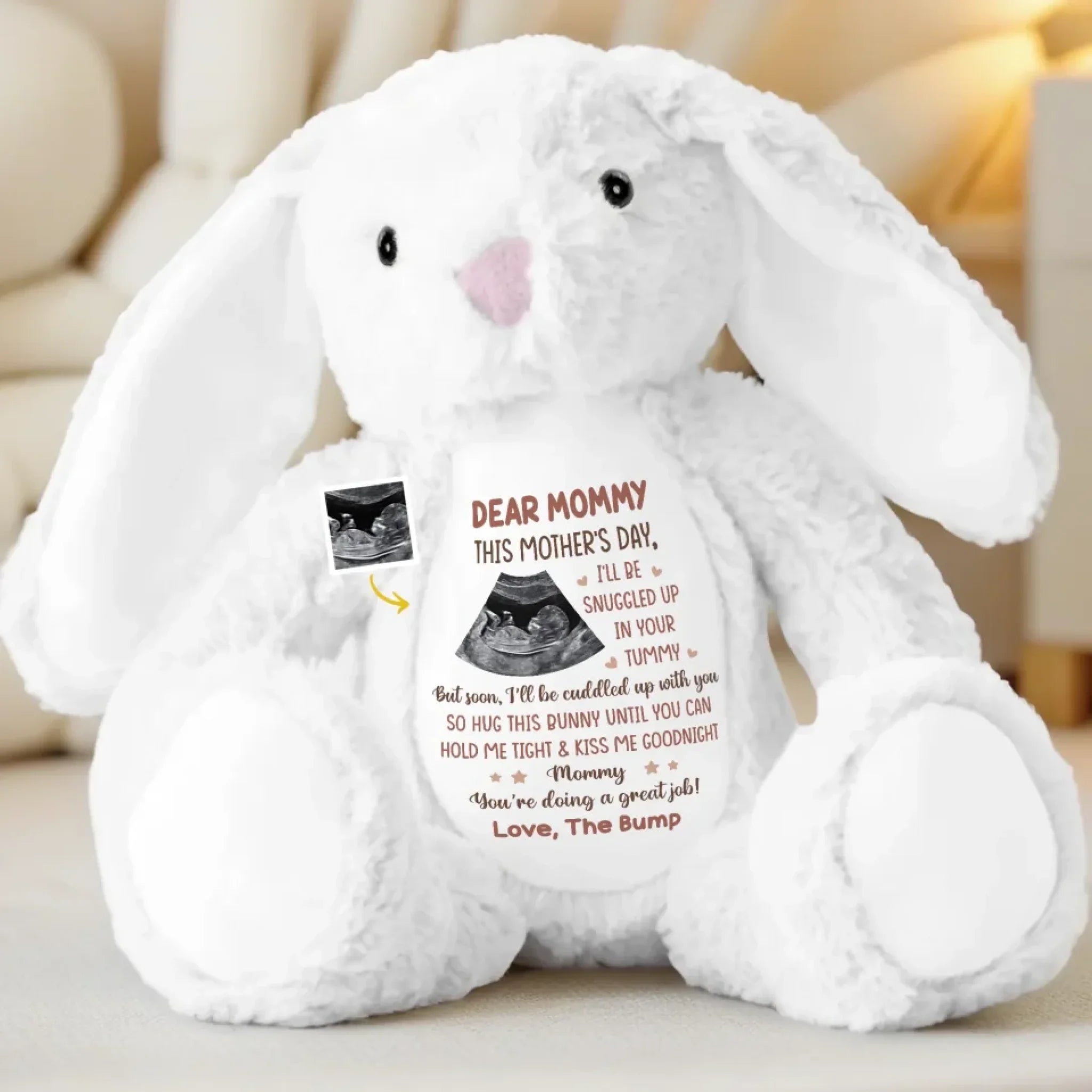 Custom Photo Mom, You’re My Forever Snuggle Buddy - Family Personalized Custom Easter Bunny Plush - Mother's Day, Baby Shower Gift, Gift For First Mom