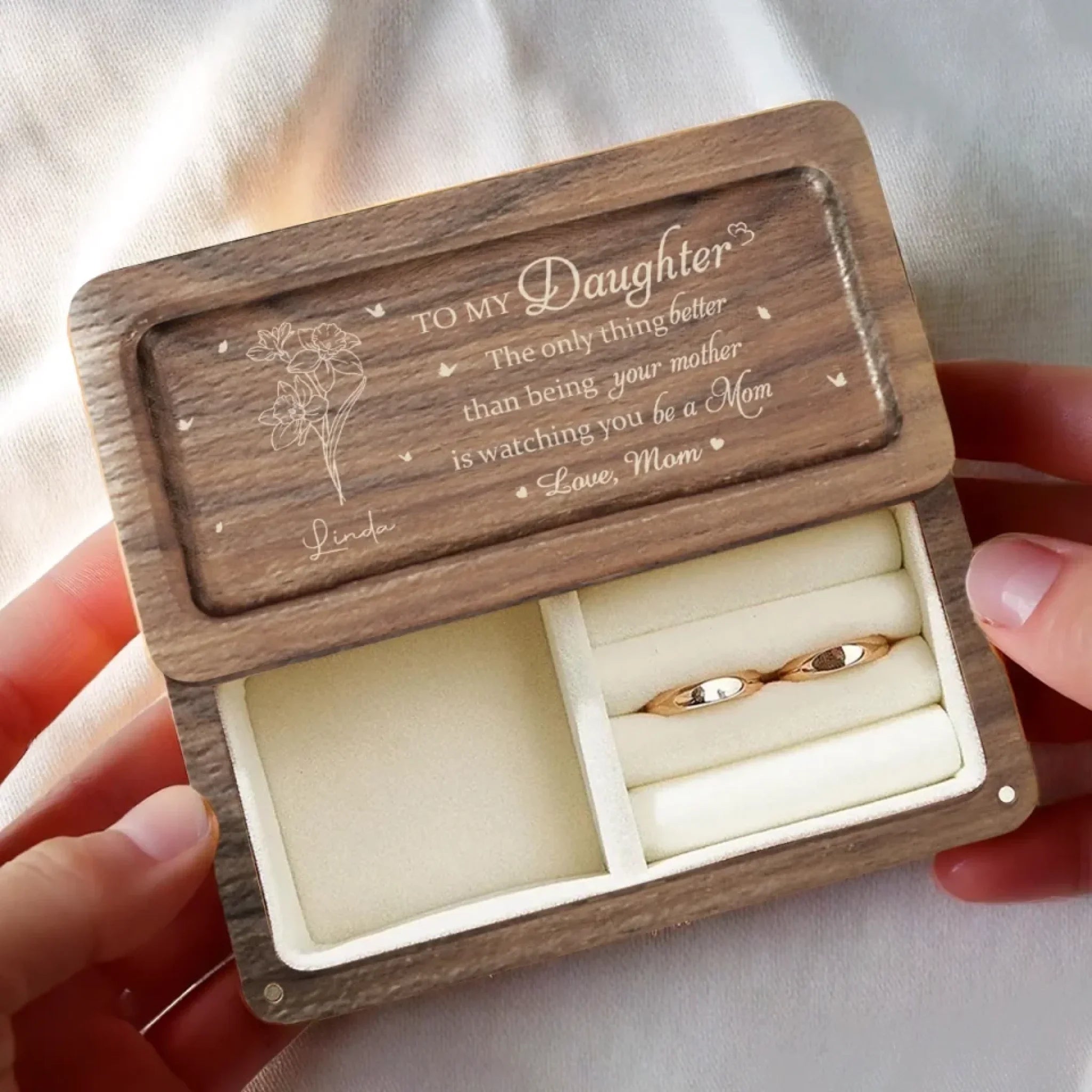 A Bond Stronger Than Time - Family Personalized Custom Wooden Jewelry Box - Mother's Day, Gift For Mom, Daughter