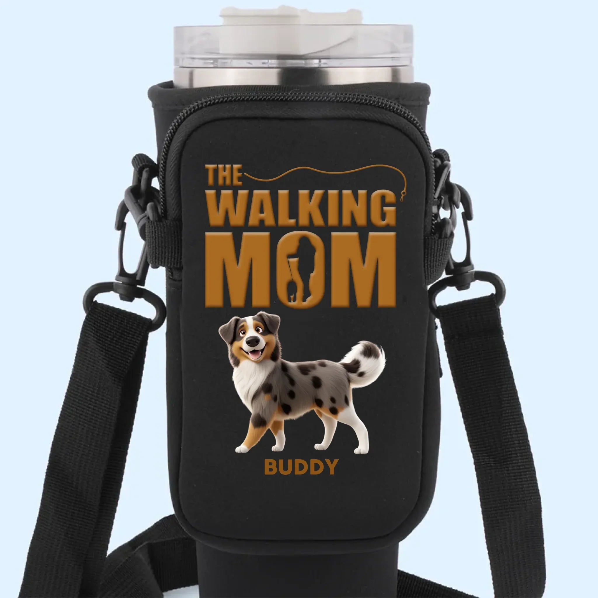 My Dog, My Walking Partner, My Joy - Dog Personalized Custom Neoprene Water Bottle Carrier With Pocket - Gift For Pet Owners, Pet Lovers