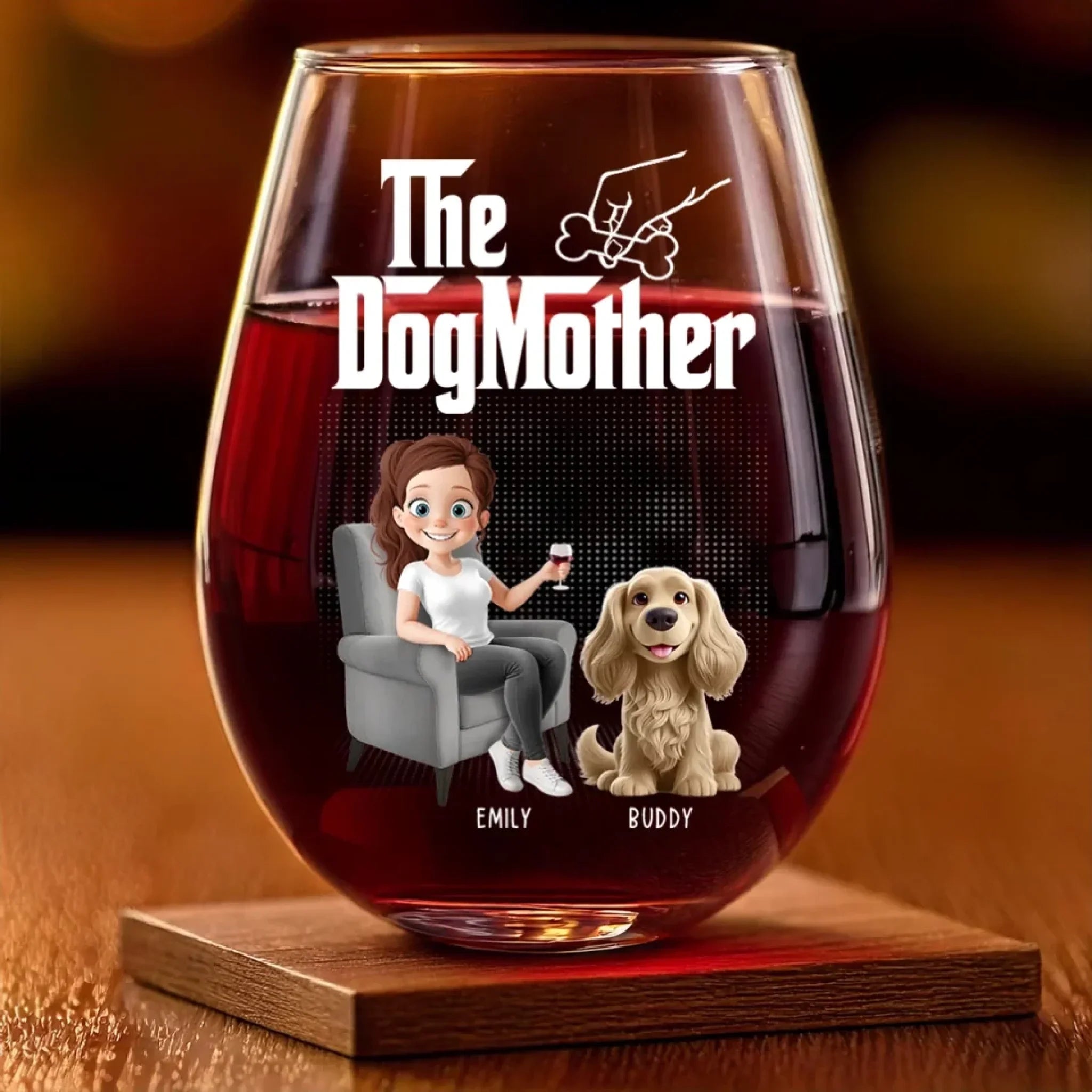 Every Tail Wags For The Dogmother - Dog Personalized Custom Wine Glass - Mother's Day, Gift For Pet Owners, Pet Lovers