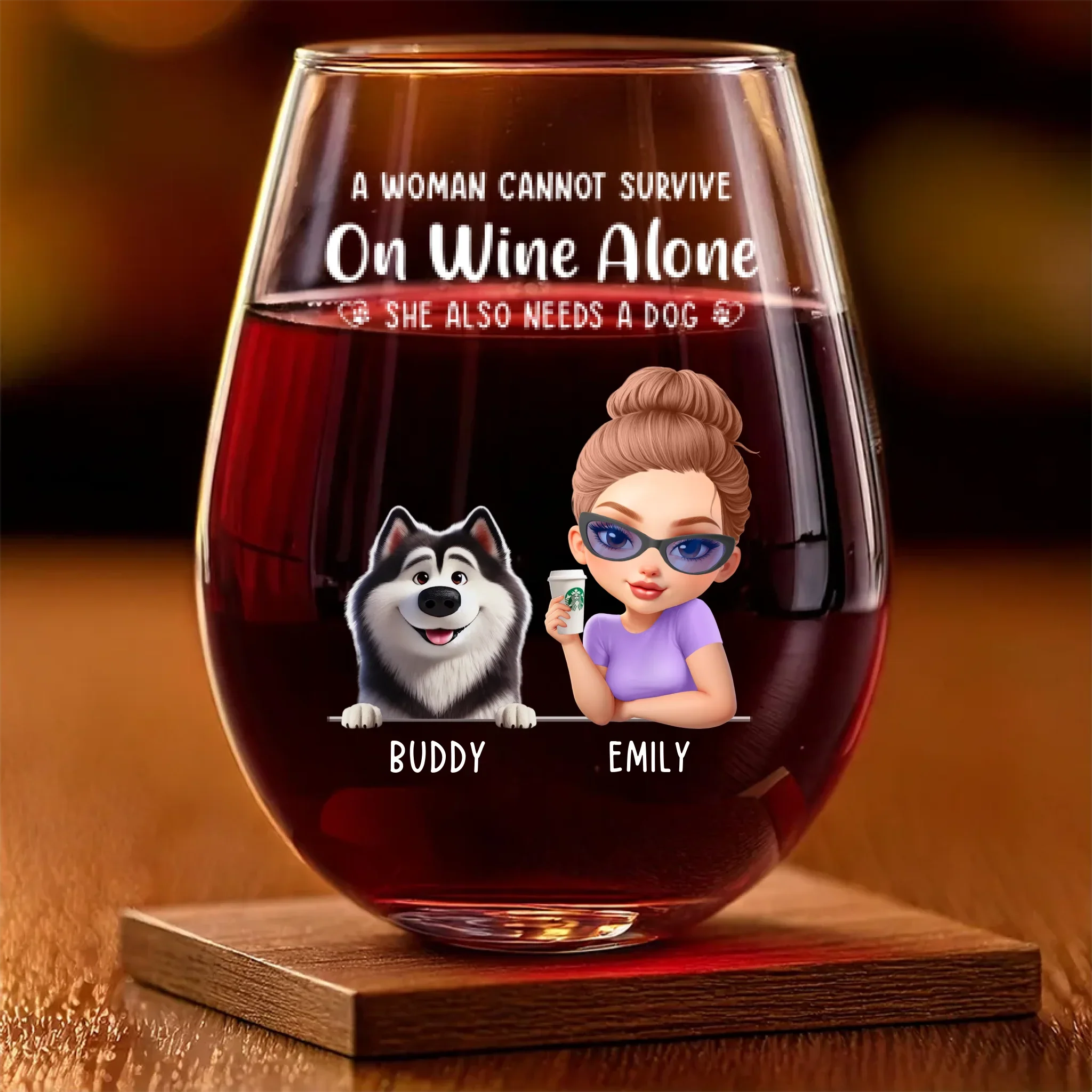 Wine In My Glass, Dog By My Side - Dog Personalized Custom Wine Glass - Mother's Day, Gift For Pet Owners, Pet Lovers