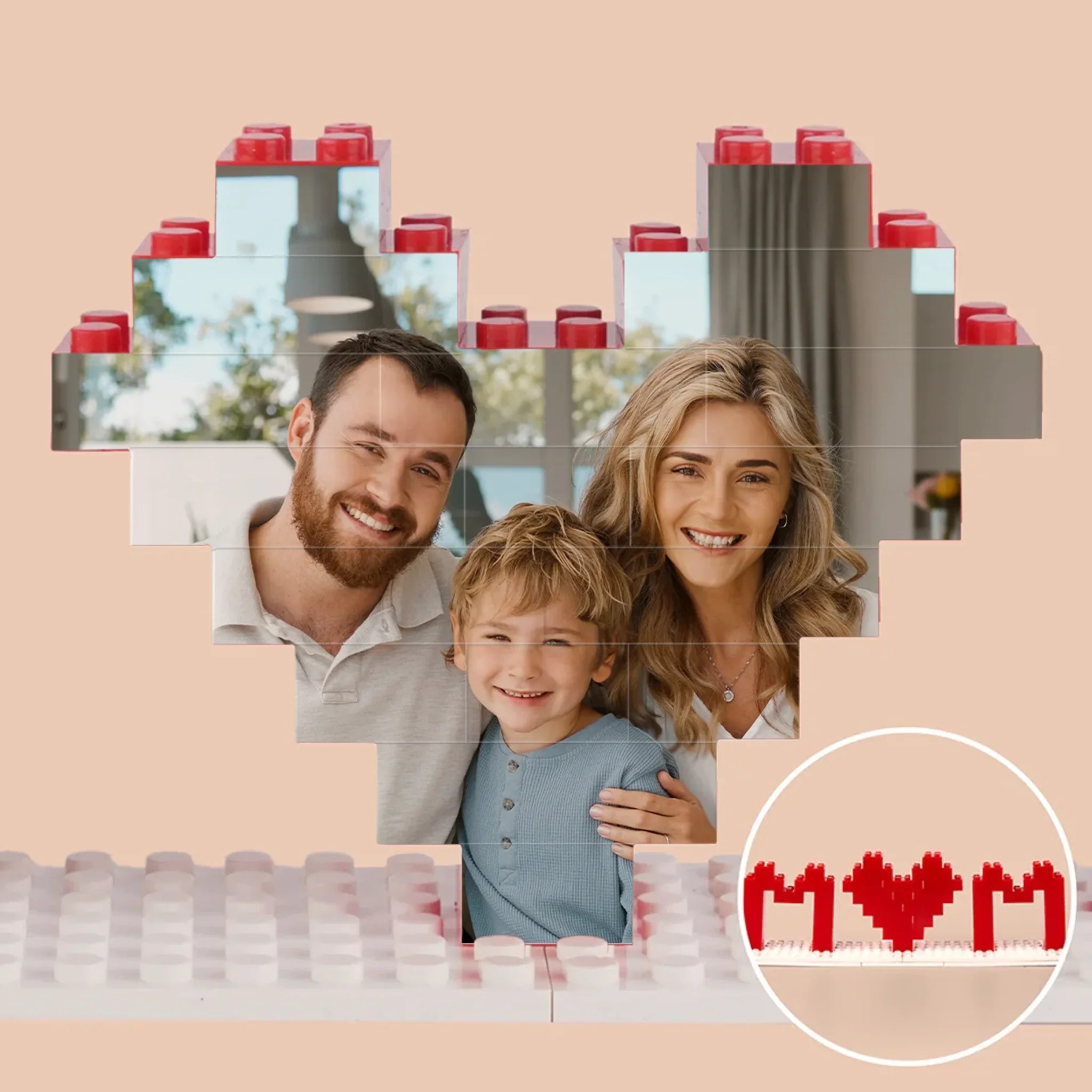 Custom Photo Made With Blocks, Filled With Love - Family Personalized Custom Building Blocks Puzzle, 3D Building Blocks - Mother's Day Gift For Mom, Family Members