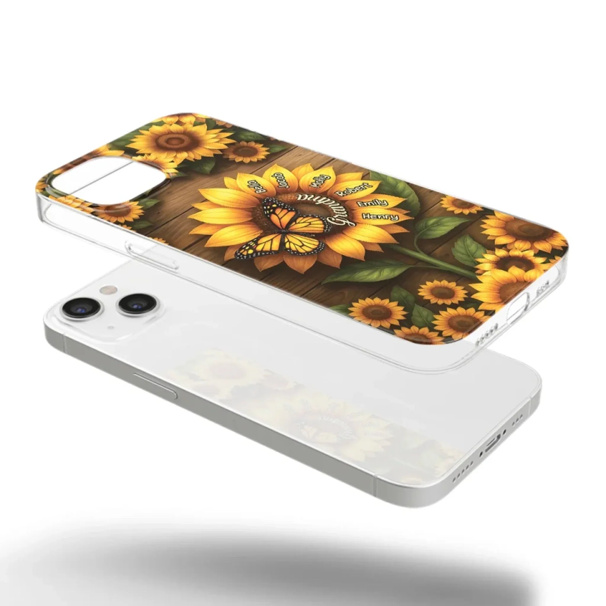 Planted With Love, Blossomed With Grandkids - Family Personalized Custom Clear Phone Case - Mother's Day, Gift For Mom, Grandma
