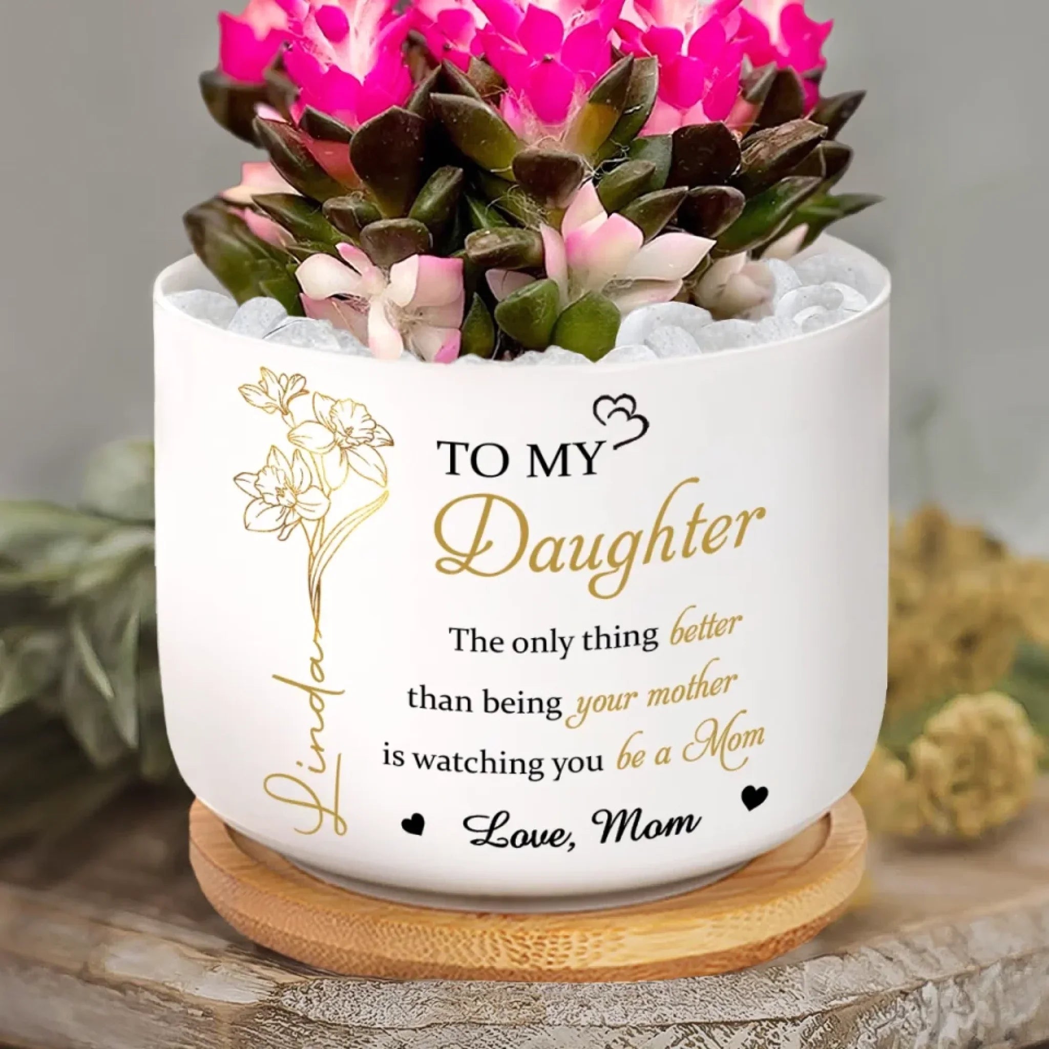 From My Heart To Yours - Family Personalized Custom Home Decor Ceramic Plant Pot - Mother's Day, House Warming Gift For Mom, Daughter