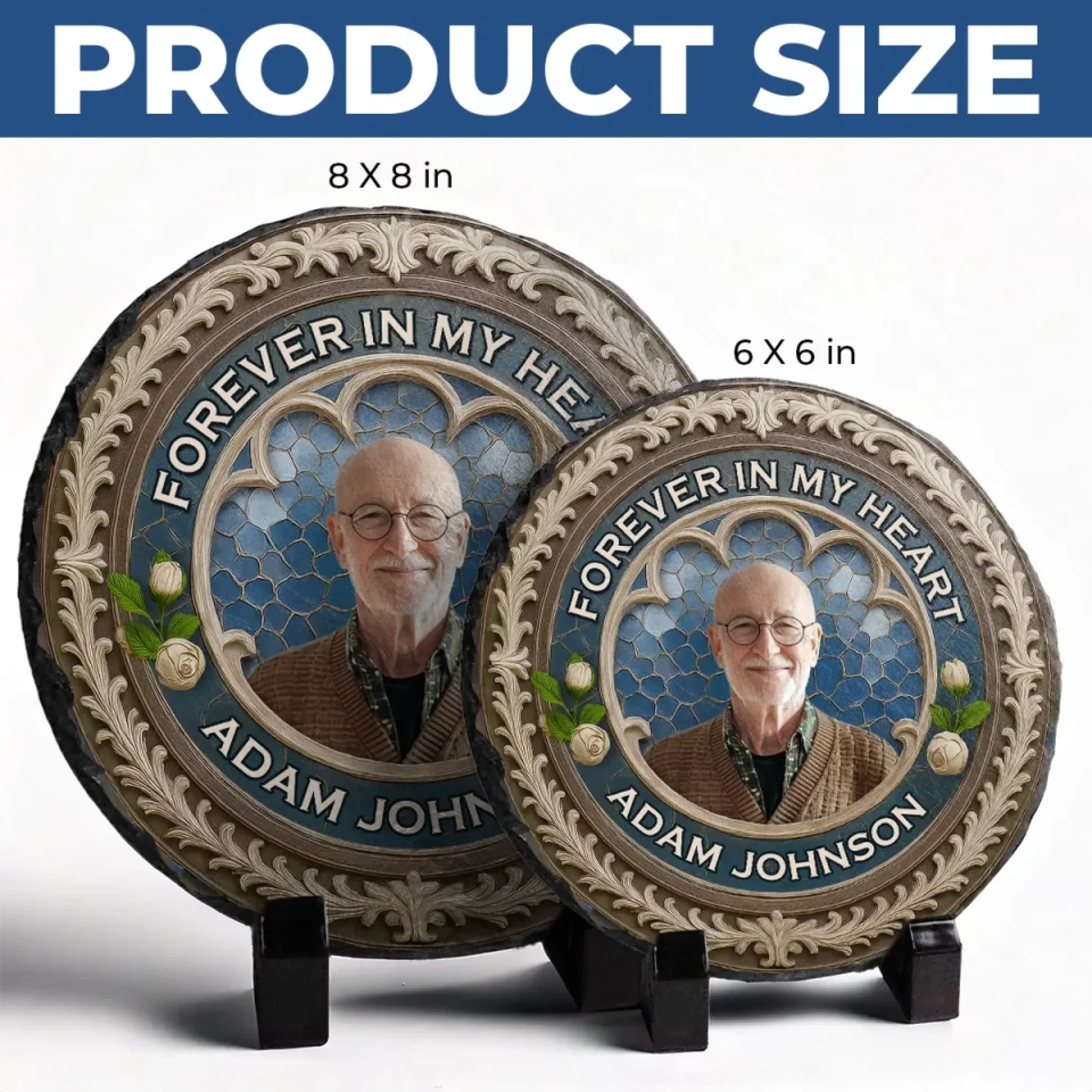 Custom Photo Your Love Still Guides Me - Memorial Personalized Custom Round Shaped Stone With Stand - Sympathy Gift For Family Members