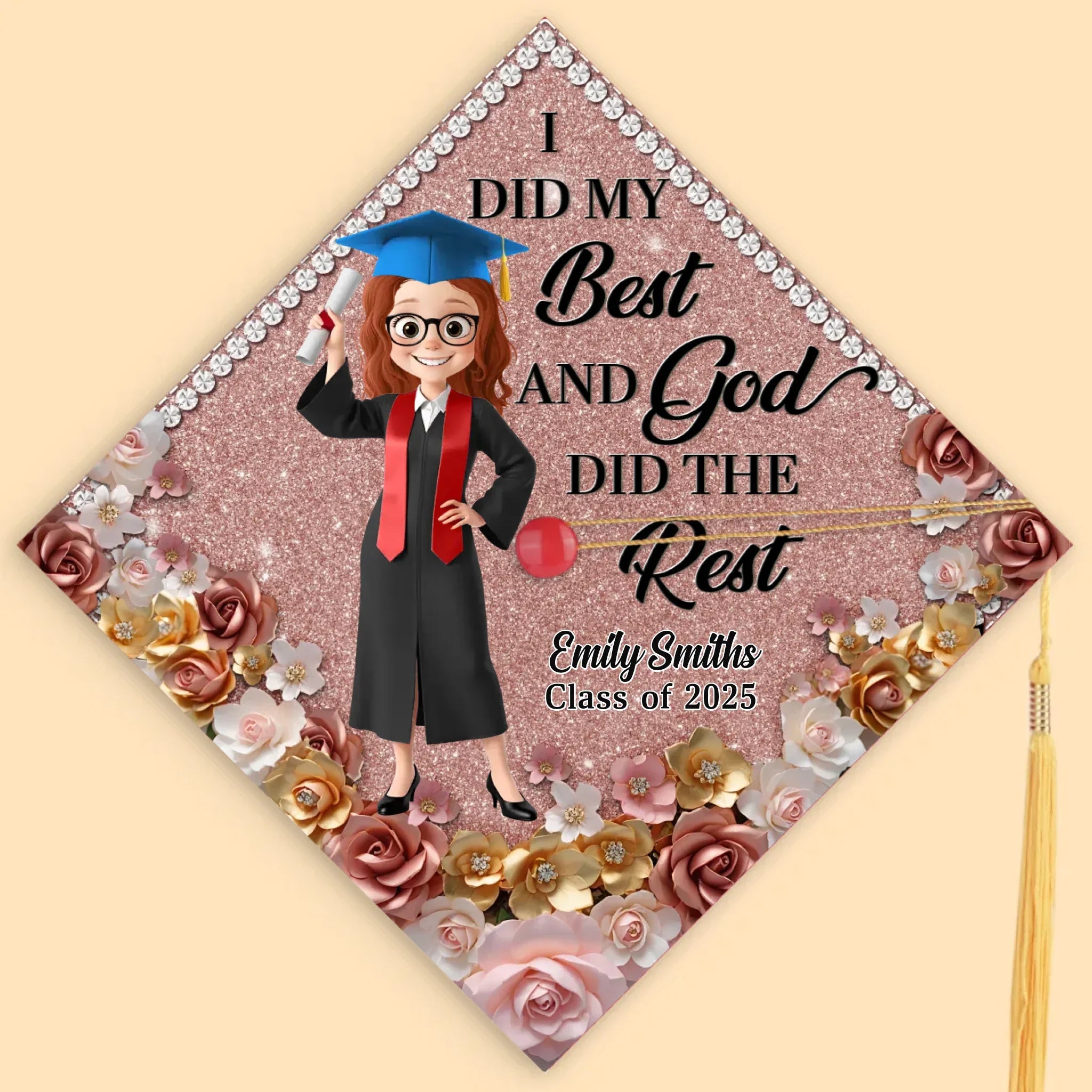 Dream Big Shine Bright - Family Personalized Custom Graduation Cap - Graduation Gift For Family Members, Siblings, Brothers, Sisters