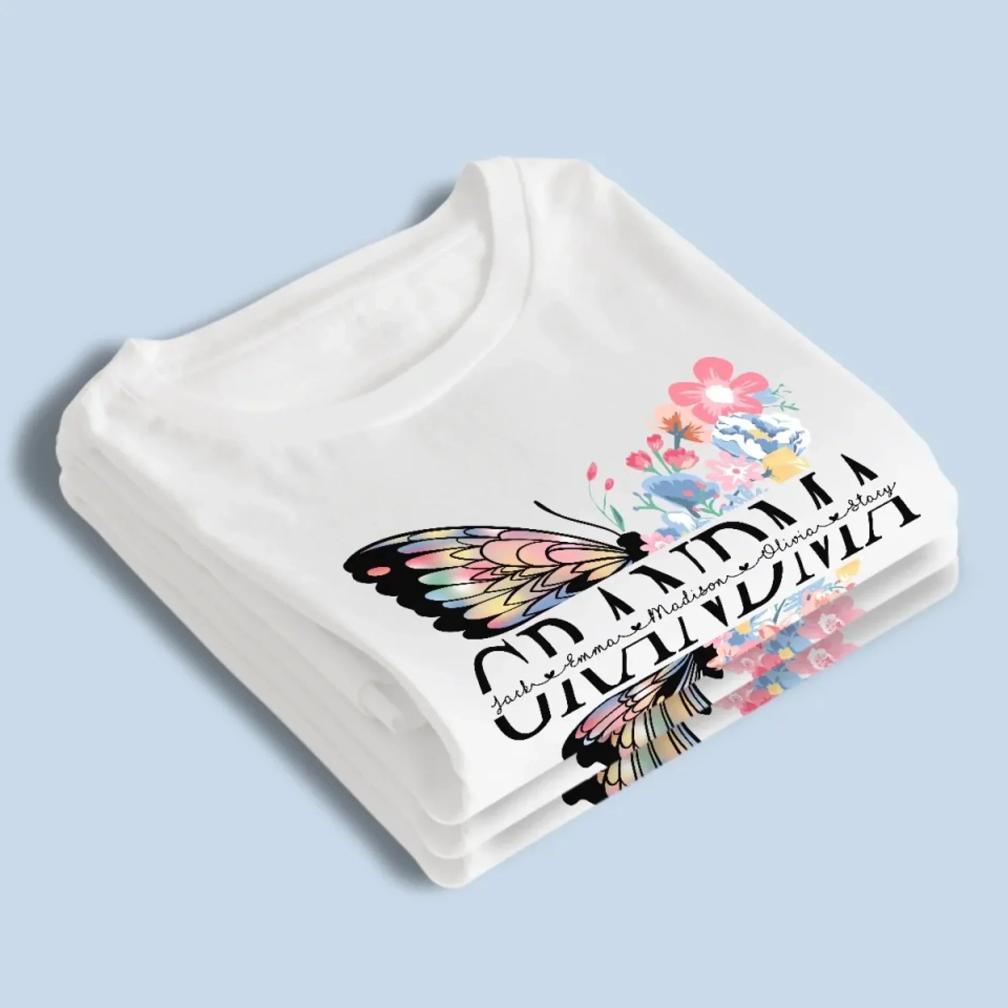 Graceful Like A Butterfly, Strong Like A Grandma - Family Personalized Custom Unisex T-shirt, Premium T-shirt, Hoodie - Mother's Day, Gift For Mom, Grandma