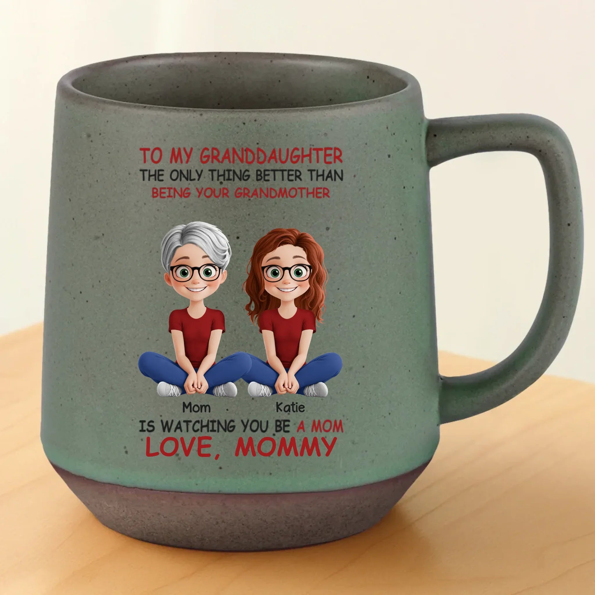 Watching You Be A Mom Warms My Heart - Family Personalized Custom Printed Stoneware 12oz Mug - Mother's Day, Gift For Mom, Daughter
