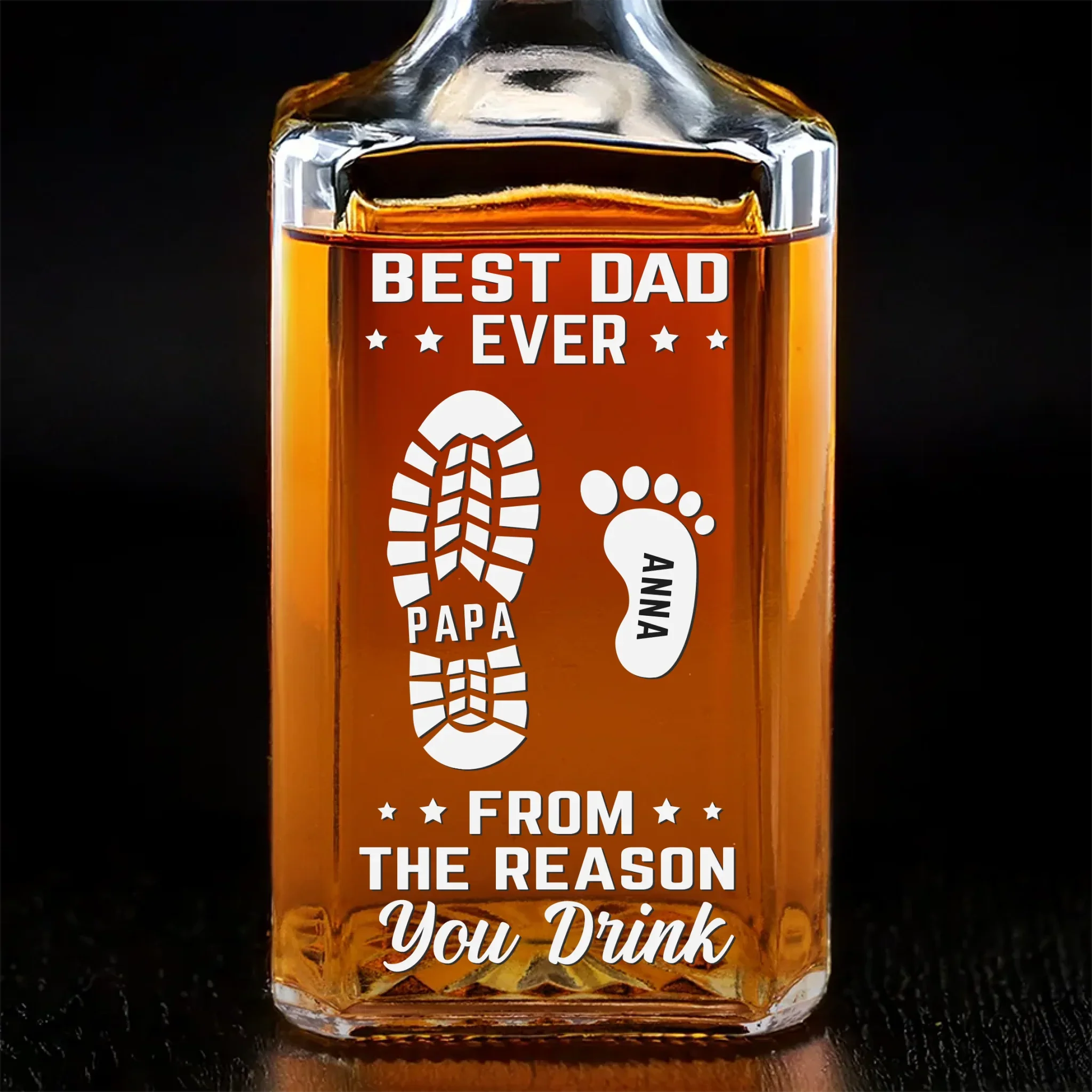 We’re The Reason You Pour A Double - Family Personalized Custom Glass Whiskey Bottle - Father's Day, Gift For Dad, Grandpa
