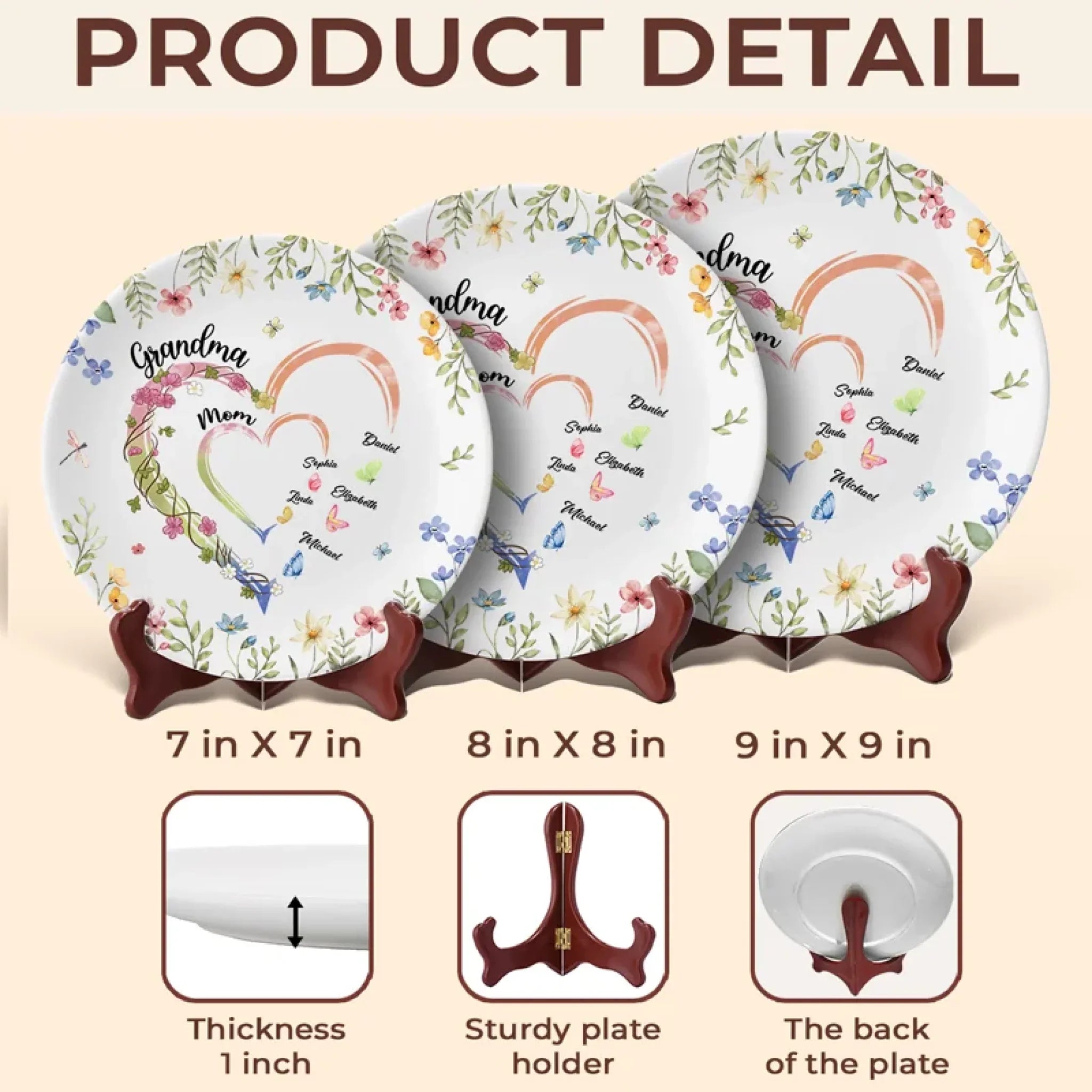 From Grandma to Mom to Us - Family Personalized Custom Ceramic Plate - Mother's Day, Gift For Mom, Grandma