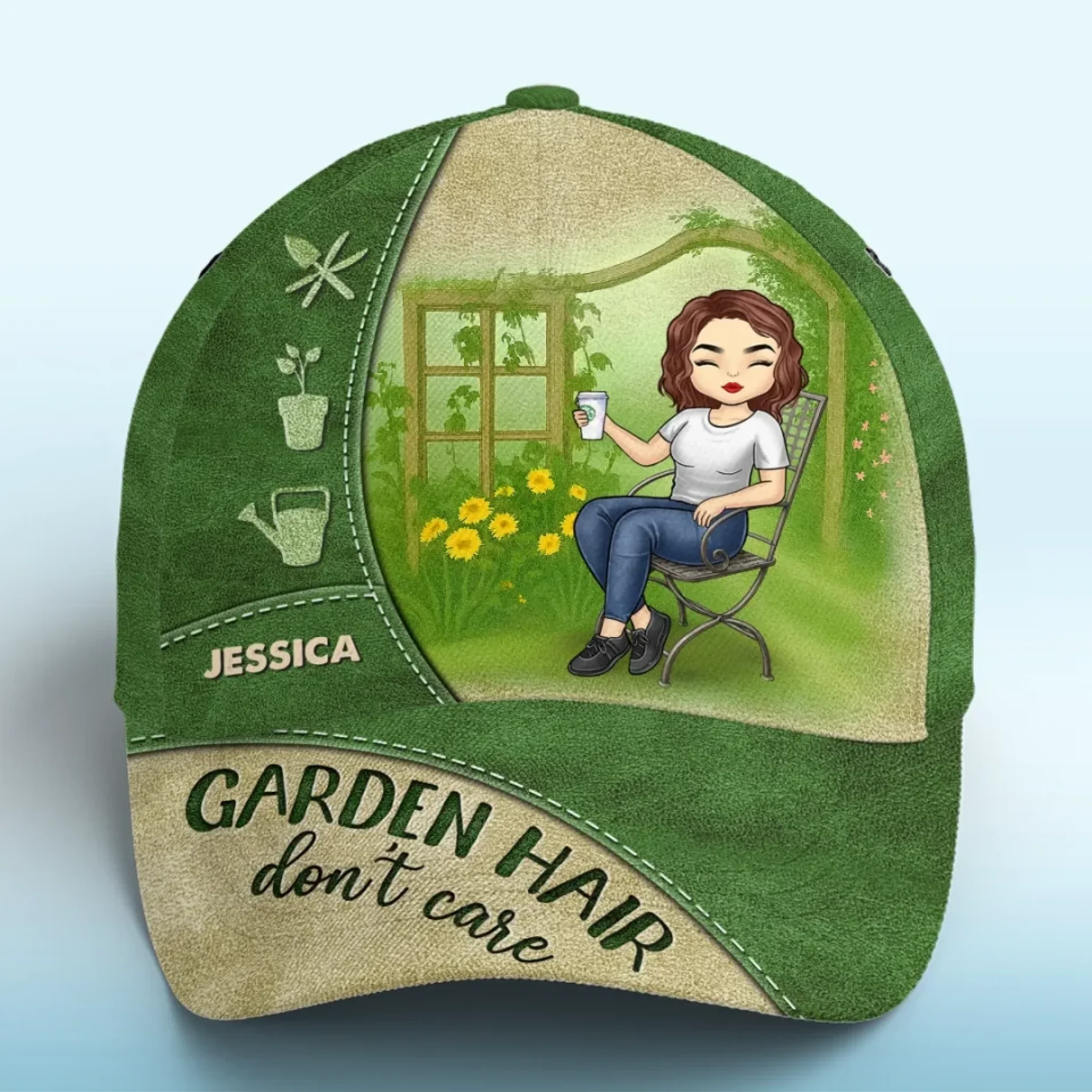 Garden Hair, Don’t Care - Family Personalized Custom Hat, All Over Print Classic Cap - Gift For Yourself, Best Friends, Siblings, Family Members, Gardening Lovers