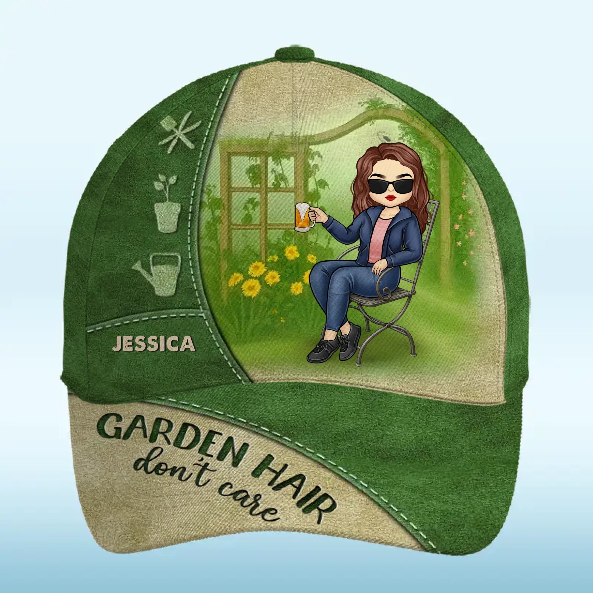 Garden Hair, Don’t Care - Family Personalized Custom Hat, All Over Print Classic Cap - Gift For Yourself, Best Friends, Siblings, Family Members, Gardening Lovers