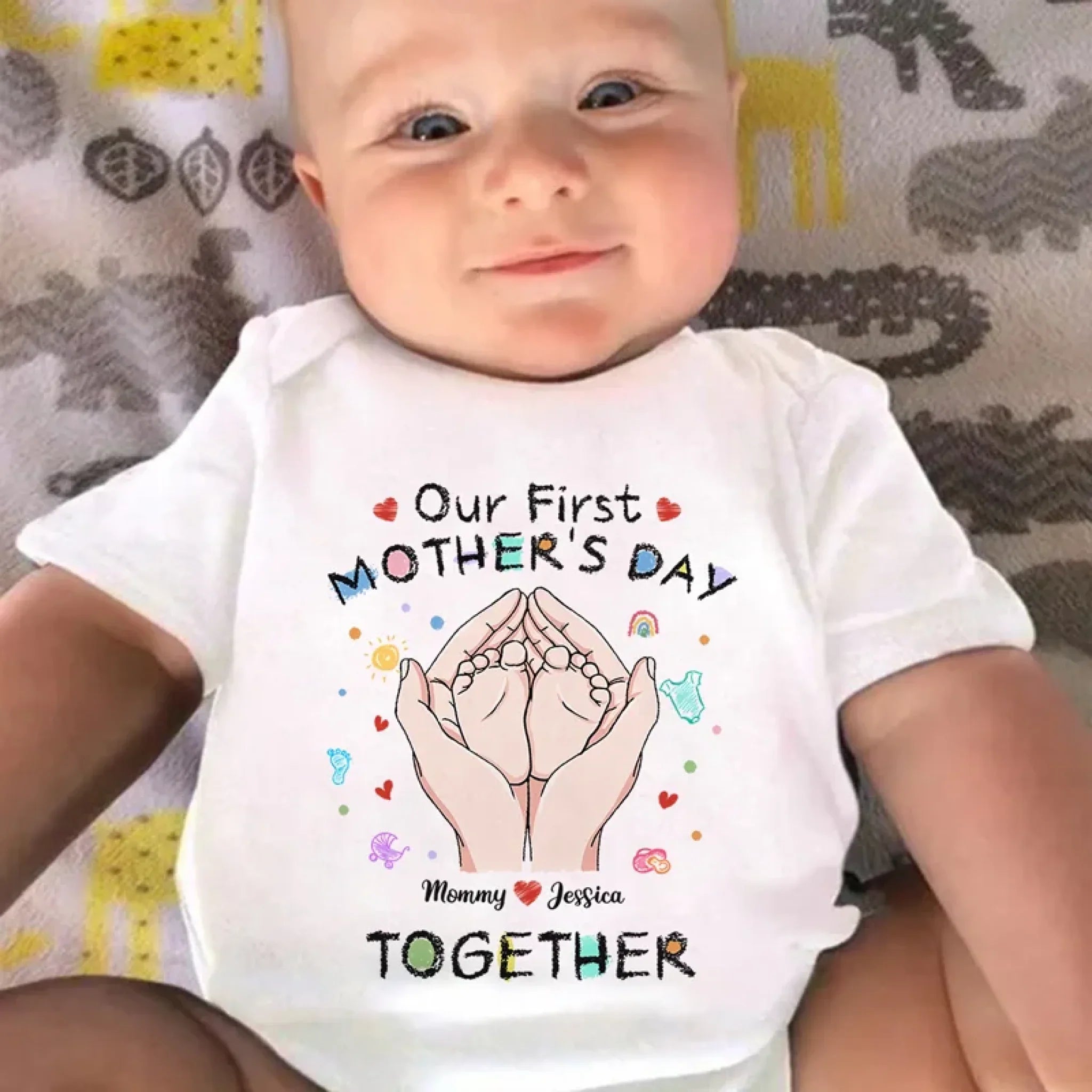 Together from Day One - Family Personalized Custom Baby Onesie - Mother's Day, Baby Shower Gift, Gift For First Mom
