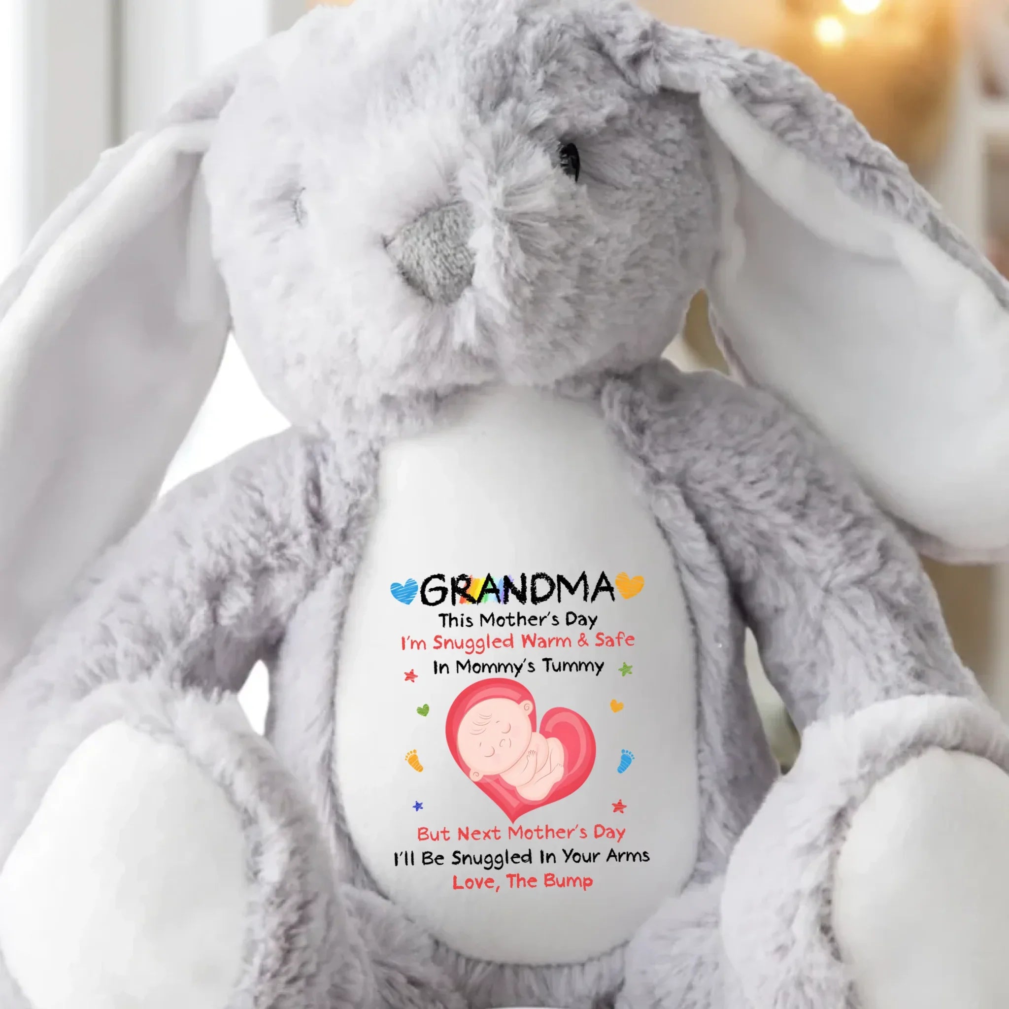 Already Loved, Not Yet Born - Family Personalized Custom Easter Bunny Plush - Mother's Day, Baby Shower Gift, Gift For First Mom, Newborn Baby