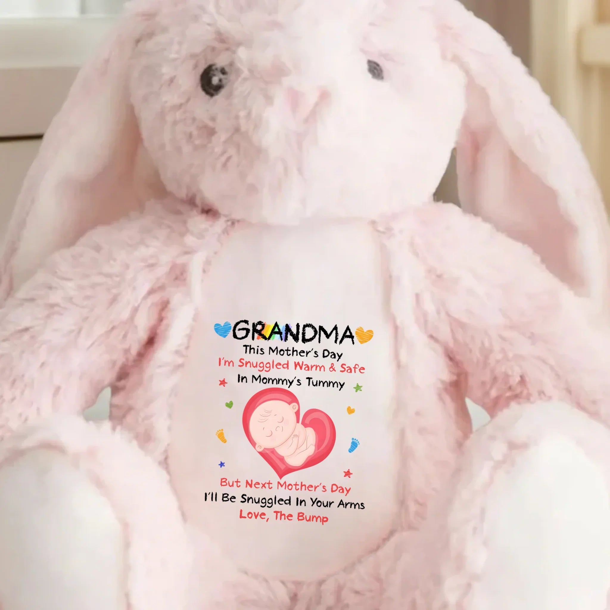 Already Loved, Not Yet Born - Family Personalized Custom Easter Bunny Plush - Mother's Day, Baby Shower Gift, Gift For First Mom, Newborn Baby