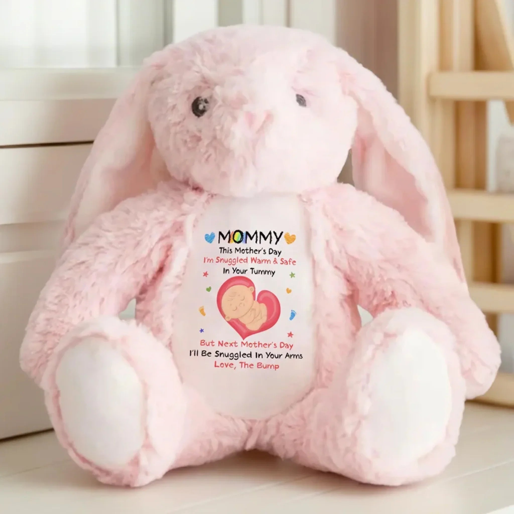 Already Loved, Not Yet Born - Family Personalized Custom Easter Bunny Plush - Mother's Day, Baby Shower Gift, Gift For First Mom, Newborn Baby