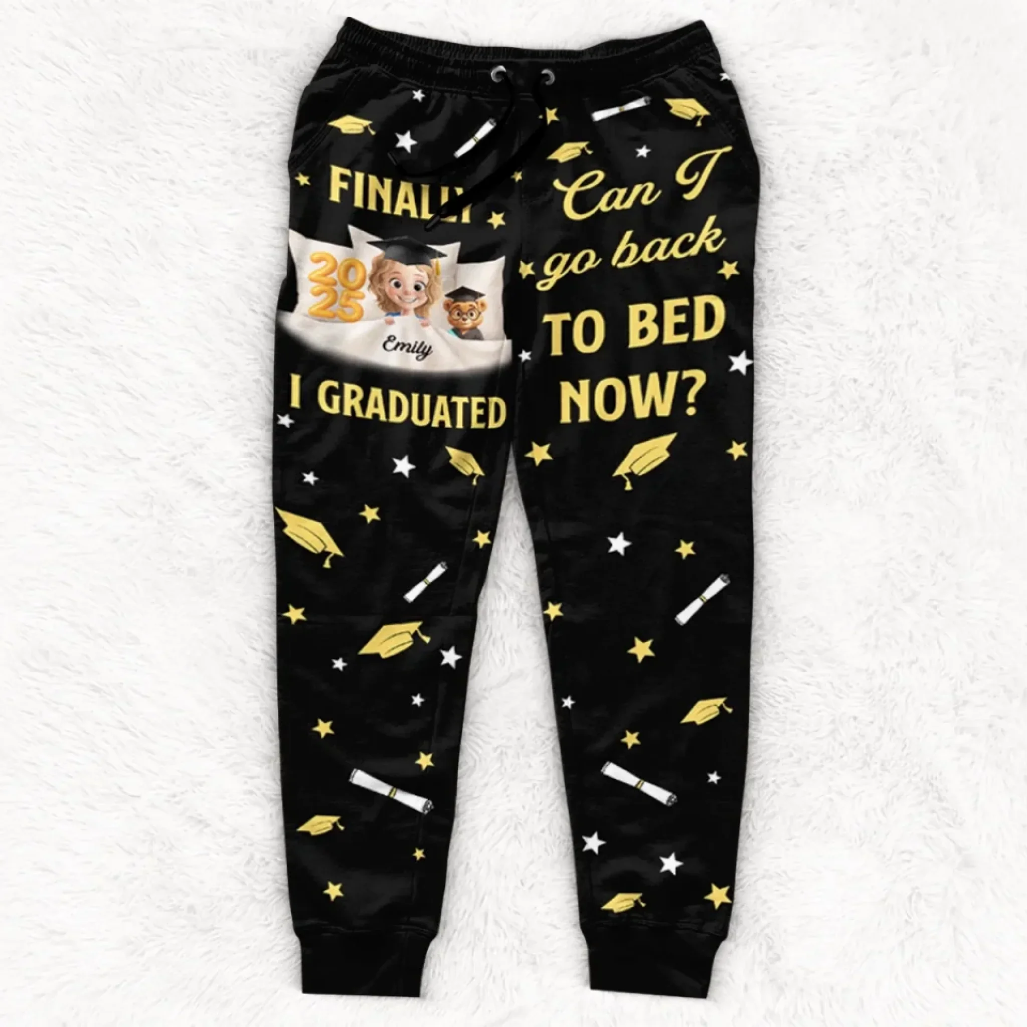 Diploma In Hand, Bedtime Begins - Family Personalized Custom Unisex Sweatpants - Graduation Gift For Family Members, Siblings, Brothers, Sisters