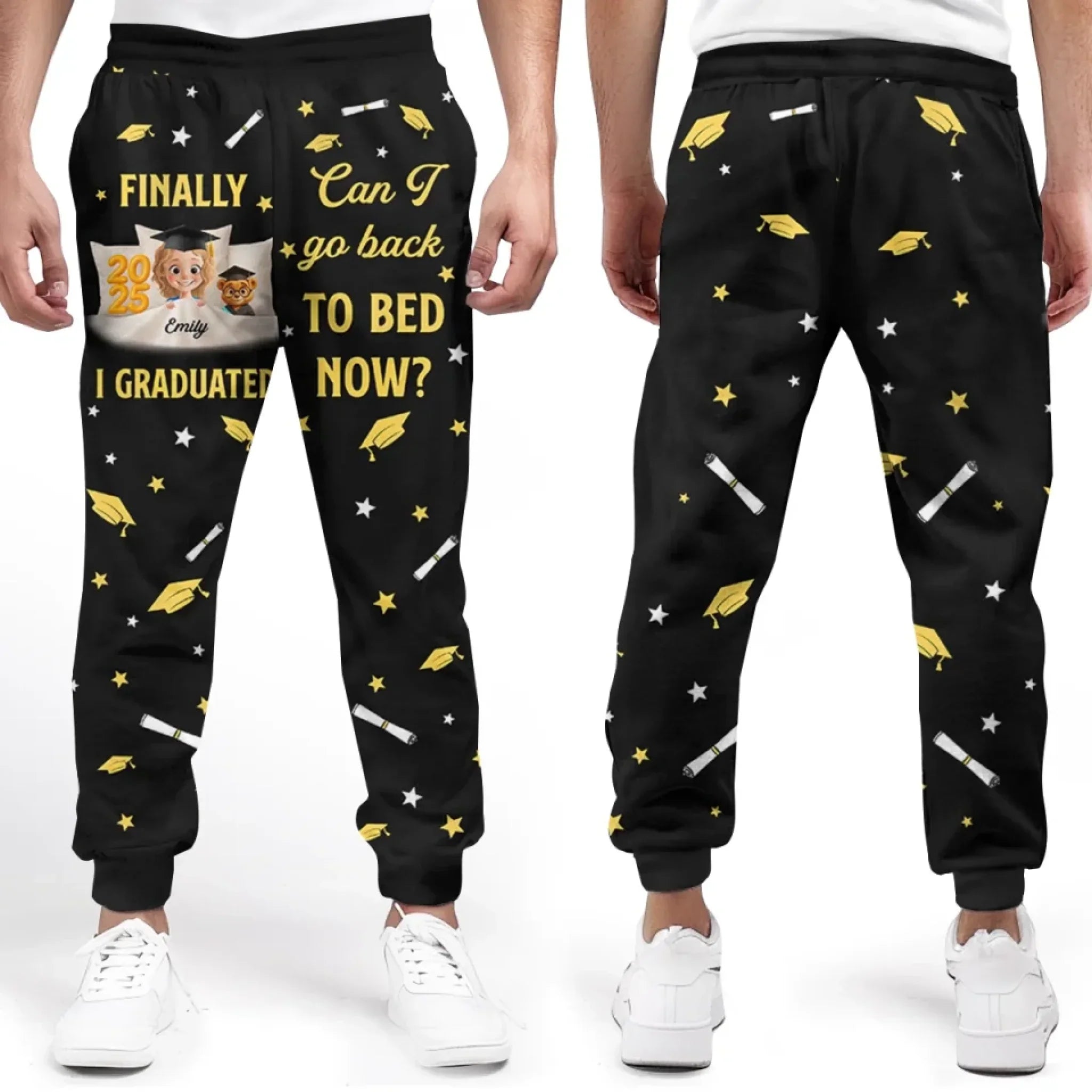 Diploma In Hand, Bedtime Begins - Family Personalized Custom Unisex Sweatpants - Graduation Gift For Family Members, Siblings, Brothers, Sisters