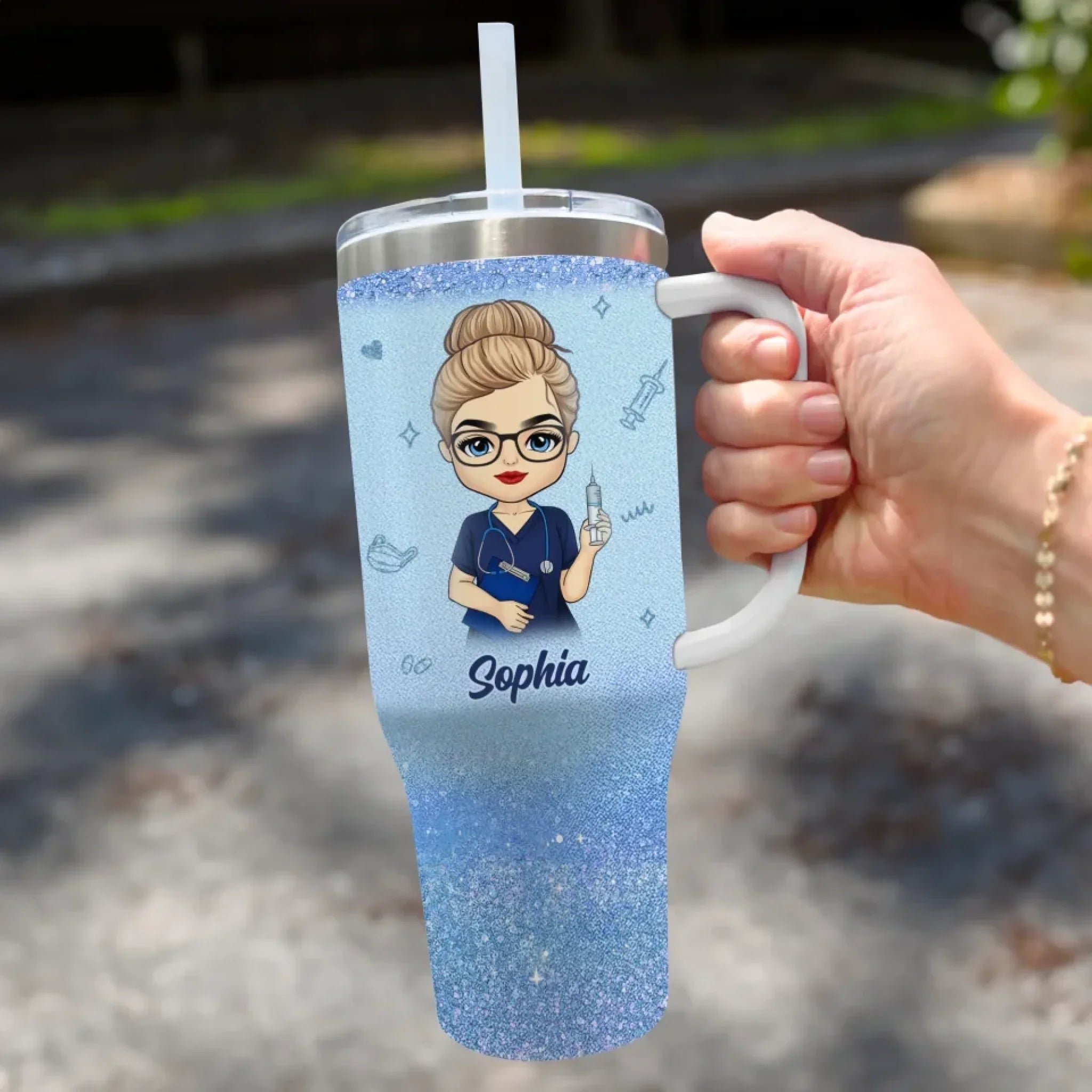 Grace Under Pressure, That’s A Nurse - Nurse Personalized Custom 40 Oz Stainless Steel Tumbler With Handle - Appreciation, Thank You Gift, Nurse Life, Doctor Life