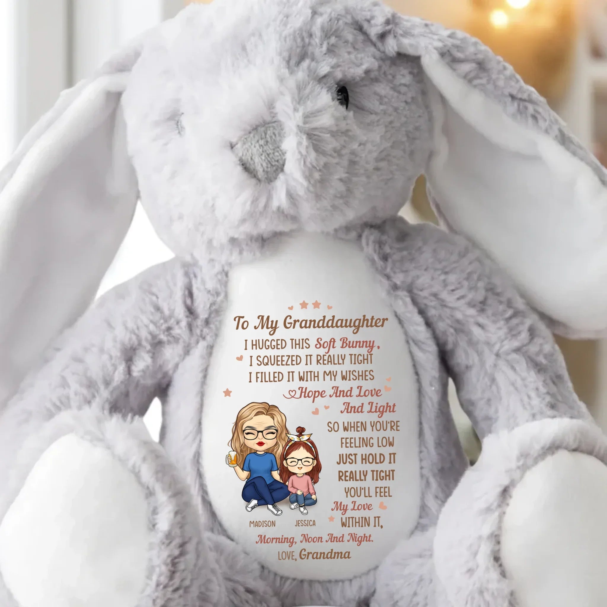 This Bunny Carries All My Love - Family Personalized Custom Easter Bunny Plush - Mother's Day, Gift For Mom, Grandma