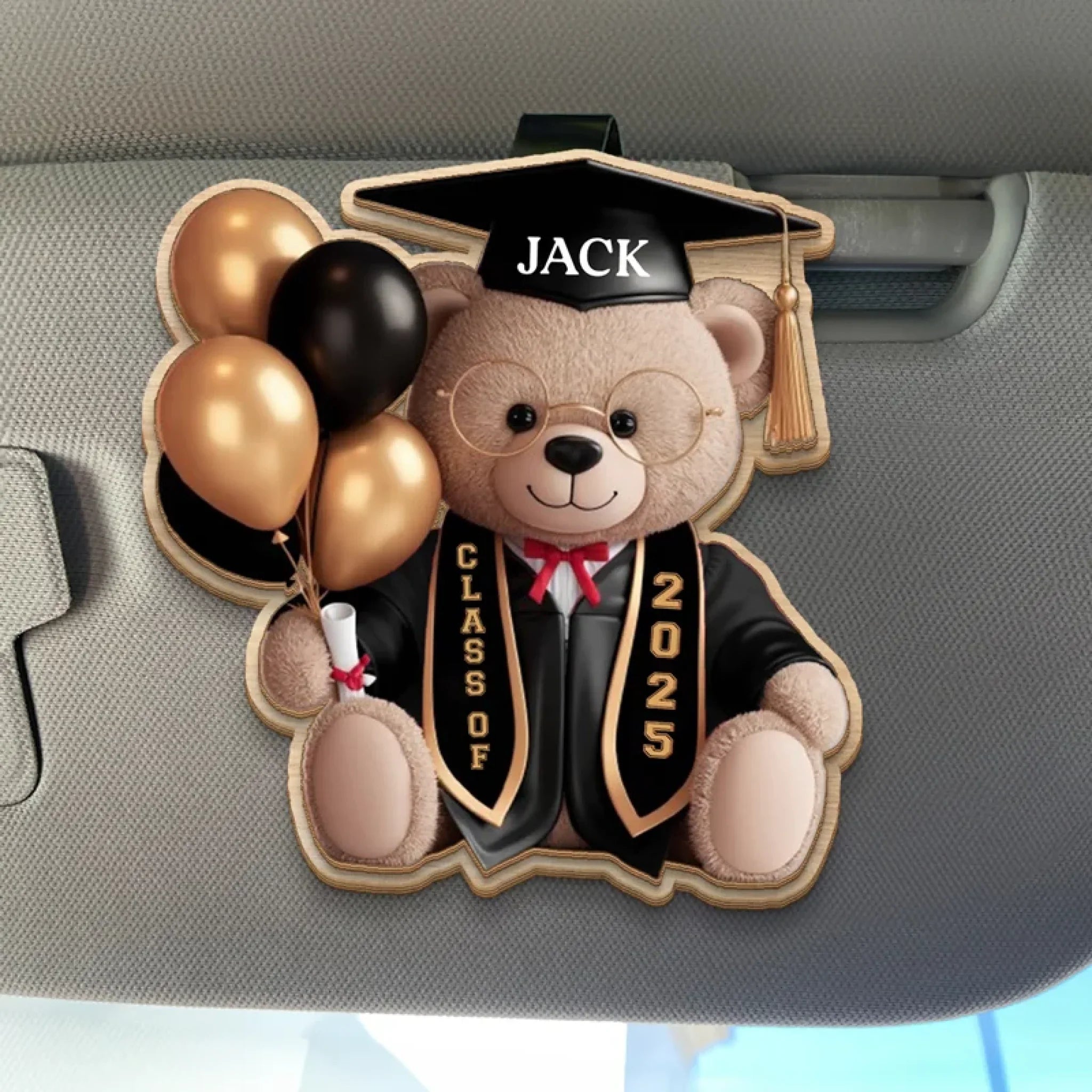 Proudly Graduated And Still Huggable - Family Personalized Custom Car Visor Clip - Graduation Gift For Family Members, Siblings, Brothers, Sisters