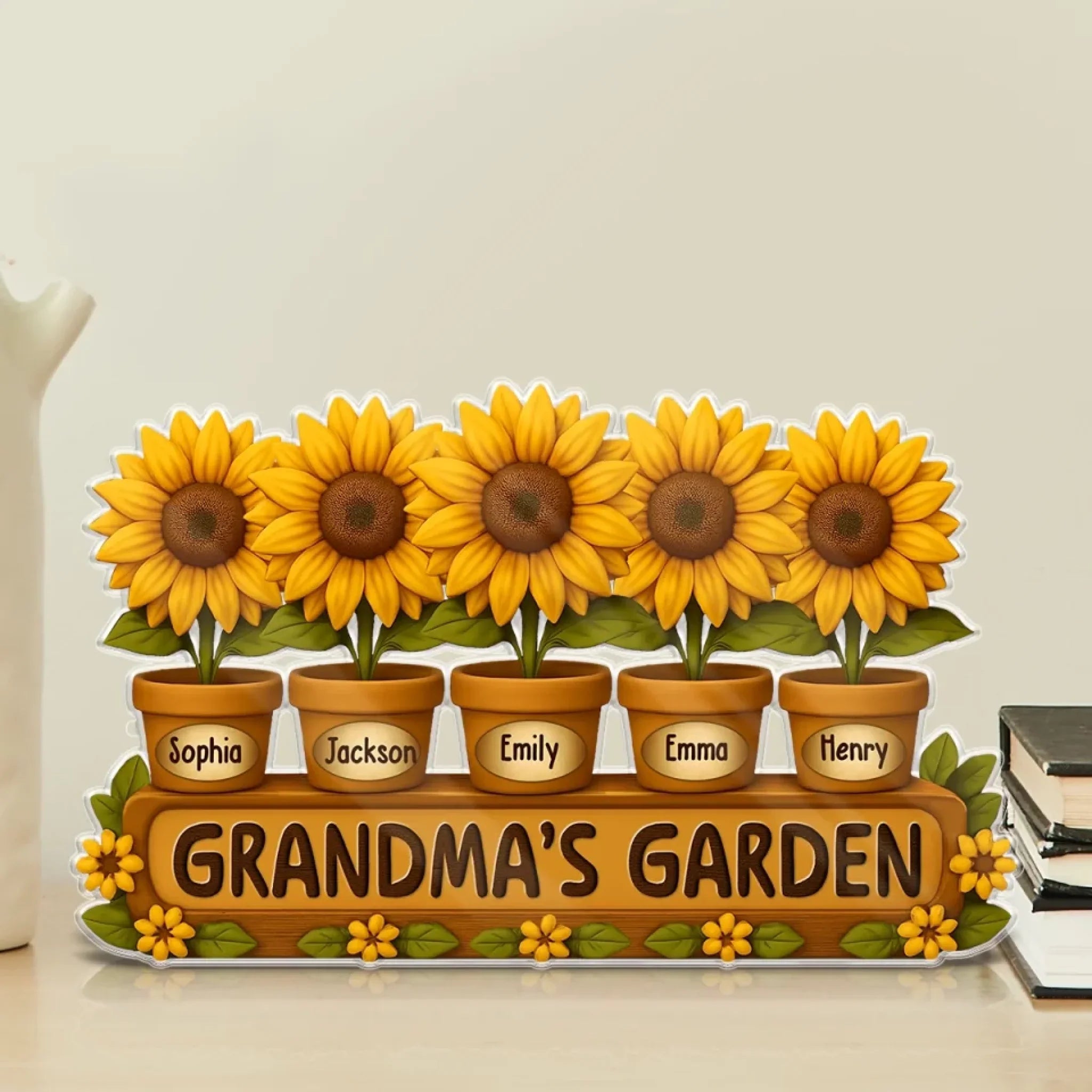 Mom, You Make Our World Bloom - Family Personalized Custom Acrylic Plaque Custom Shape - Mother's Day, Gift For Mom, Grandma