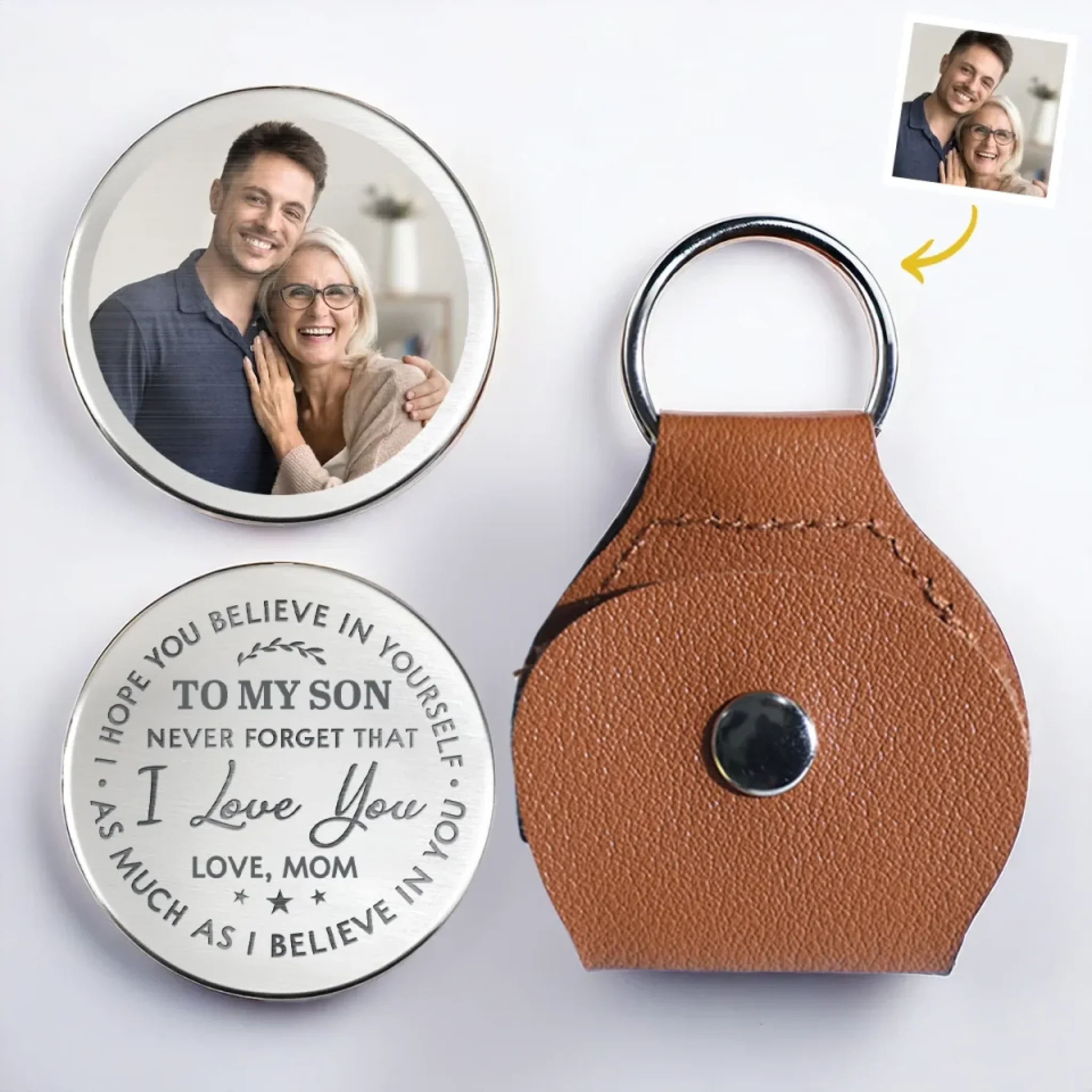 Custom Photo You Carry My Heart, And All My Faith In You - Family Personalized Custom Pocket Hug - Gift For Son, Daughter, Grandson, Granddaughter