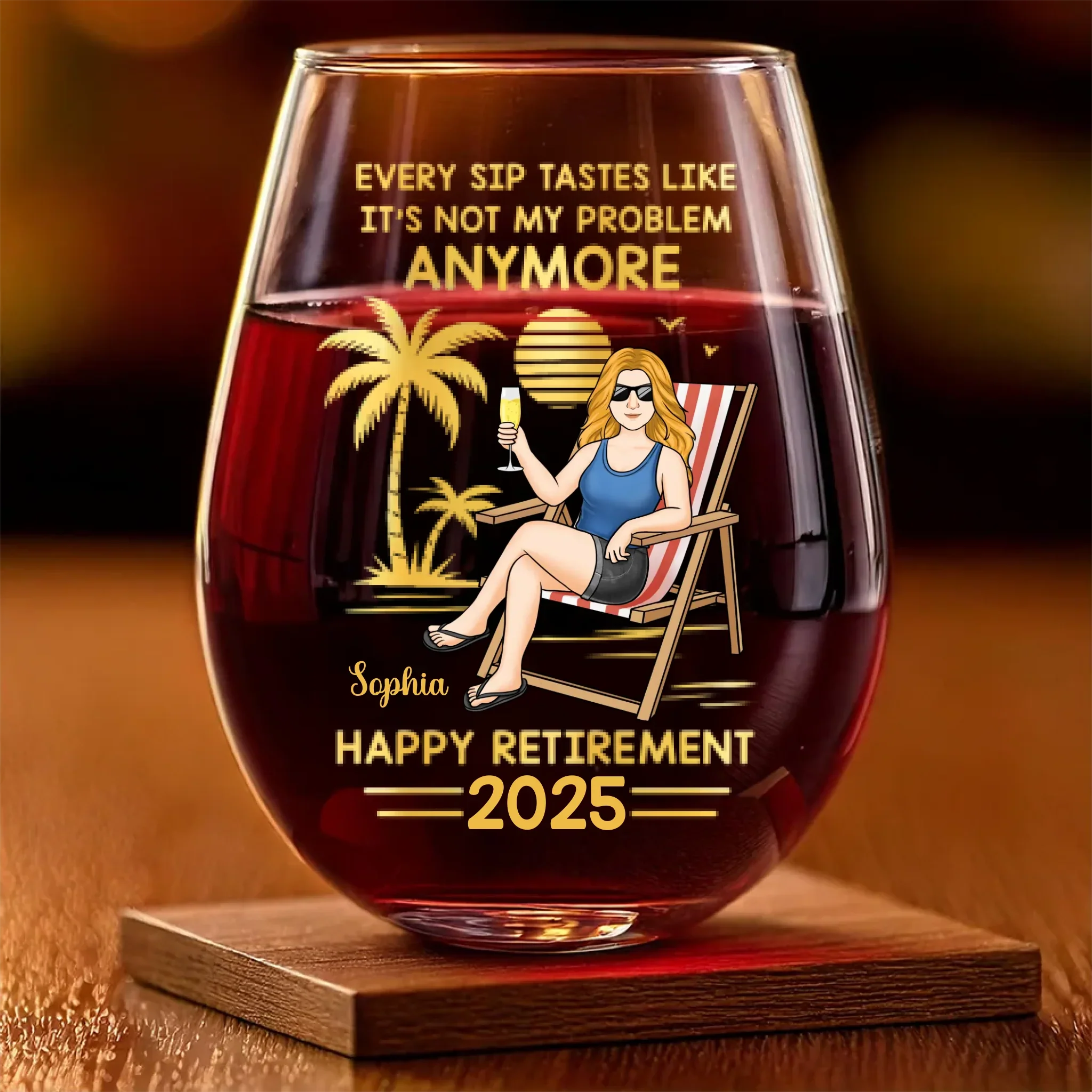 Not My Shift, Not My Problem - Personalized Custom Wine Glass - Appreciation, Retirement Gift For Yourself, Best Friends, Siblings, Family Members, Coworkers