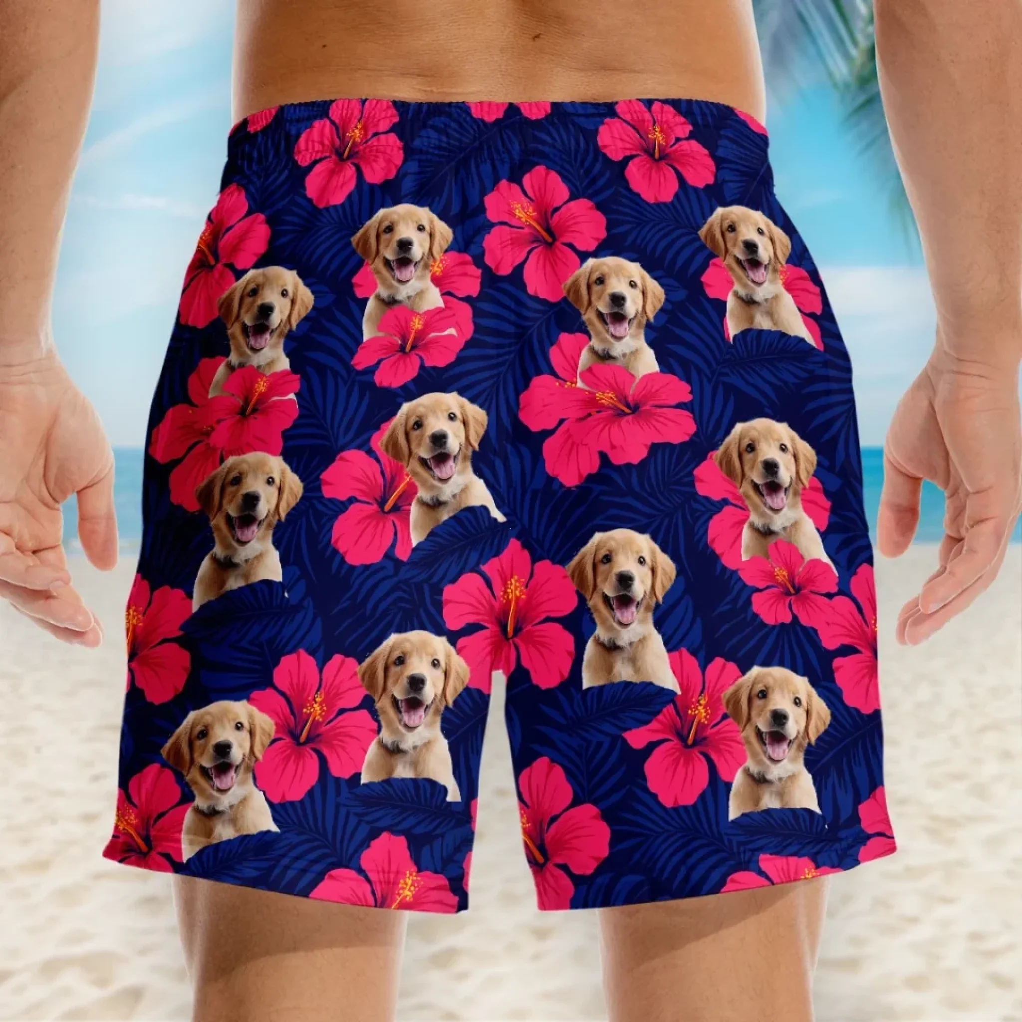 Custom Photo Tropical Pup Vibes Only - Dog & Cat Personalized Custom Tropical Hawaiian Aloha Men Beach Shorts - Summer Vacation Gift For Pet Owners, Pet Lovers