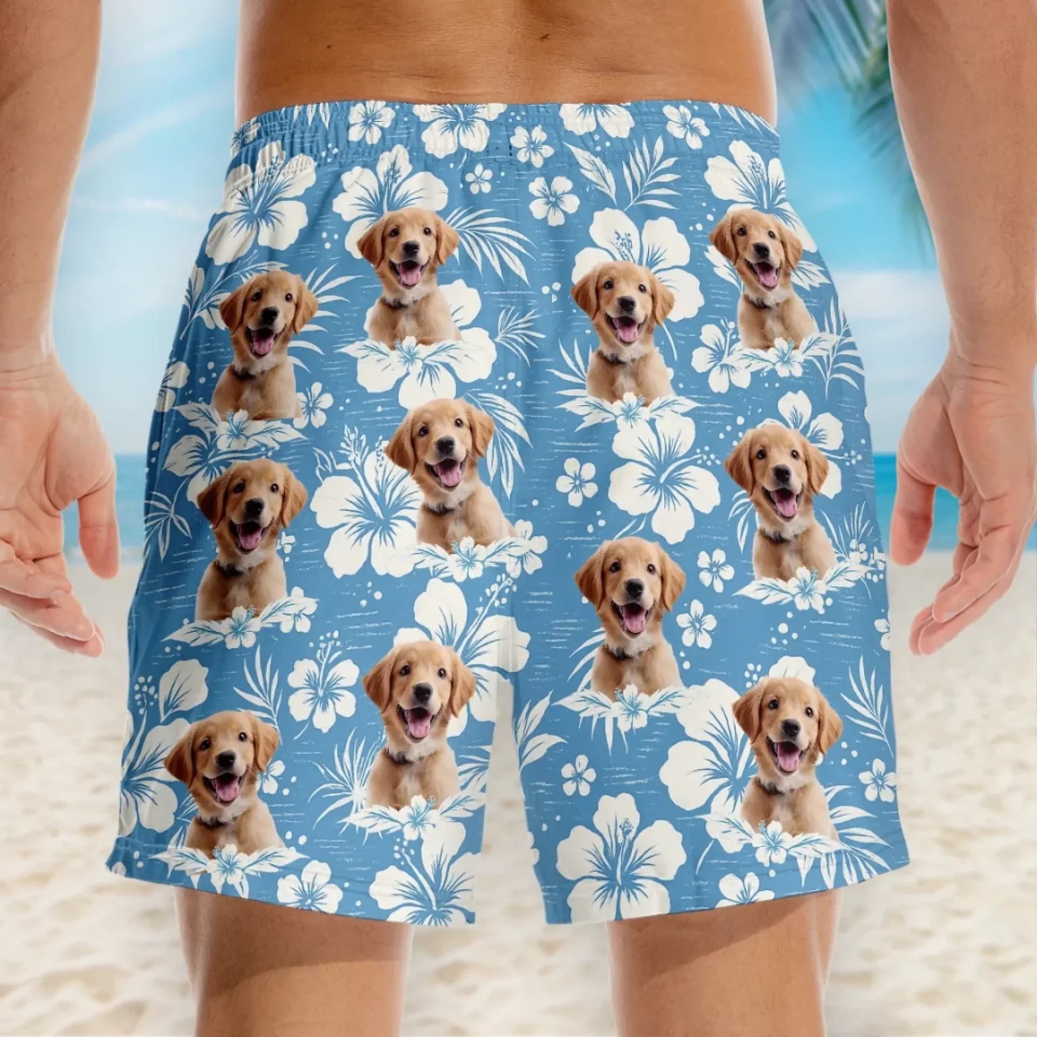 Custom Photo Pawsitive Island Energy - Dog & Cat Personalized Custom Tropical Hawaiian Aloha Men Beach Shorts - Summer Vacation Gift For Pet Owners, Pet Lovers