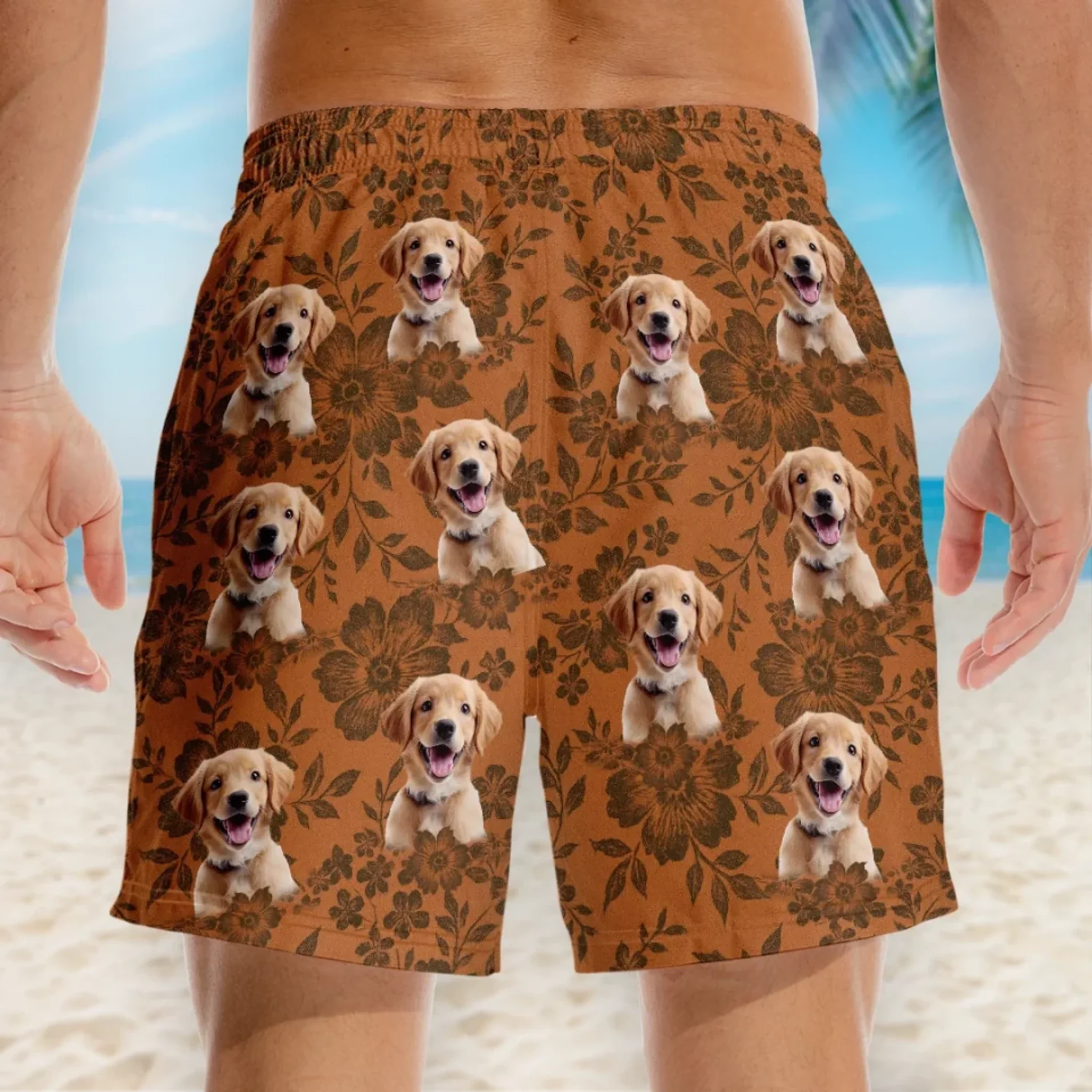 Custom Photo Sandy Paws & Aloha Days - Dog & Cat Personalized Custom Tropical Hawaiian Aloha Men Beach Shorts - Summer Vacation Gift For Pet Owners, Pet Lovers
