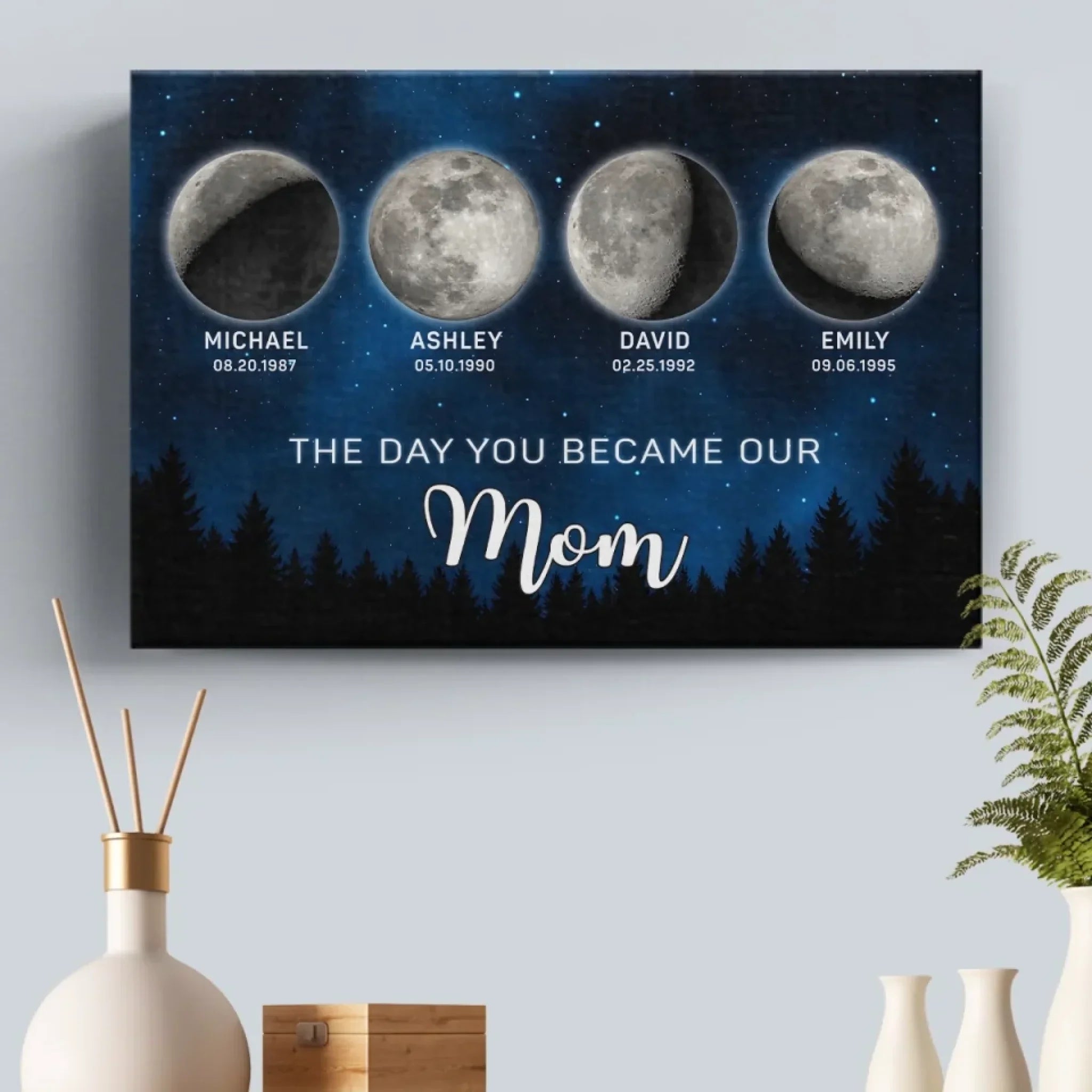 The Night The Stars Brought Us To You - Family Personalized Custom Horizontal Canvas - Mother's Day, Gift For Mom, Grandma