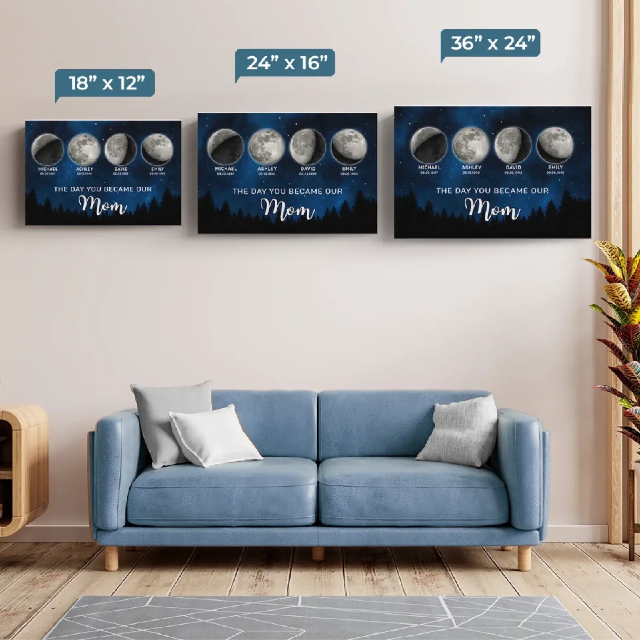 The Night The Stars Brought Us To You - Family Personalized Custom Horizontal Canvas - Mother's Day, Gift For Mom, Grandma