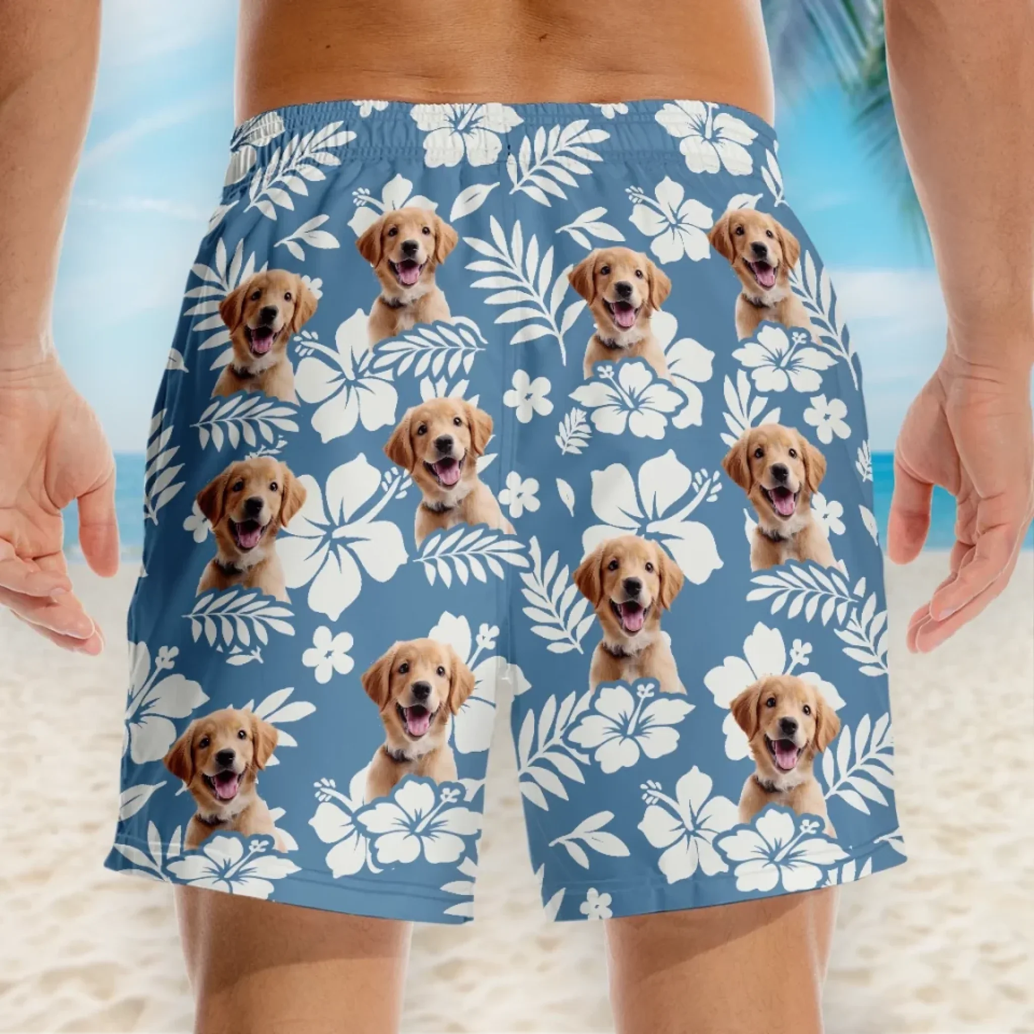 Custom Photo Aloha & Tail Wags - Dog & Cat Personalized Custom Tropical Hawaiian Aloha Men Beach Shorts - Summer Vacation Gift For Pet Owners, Pet Lovers