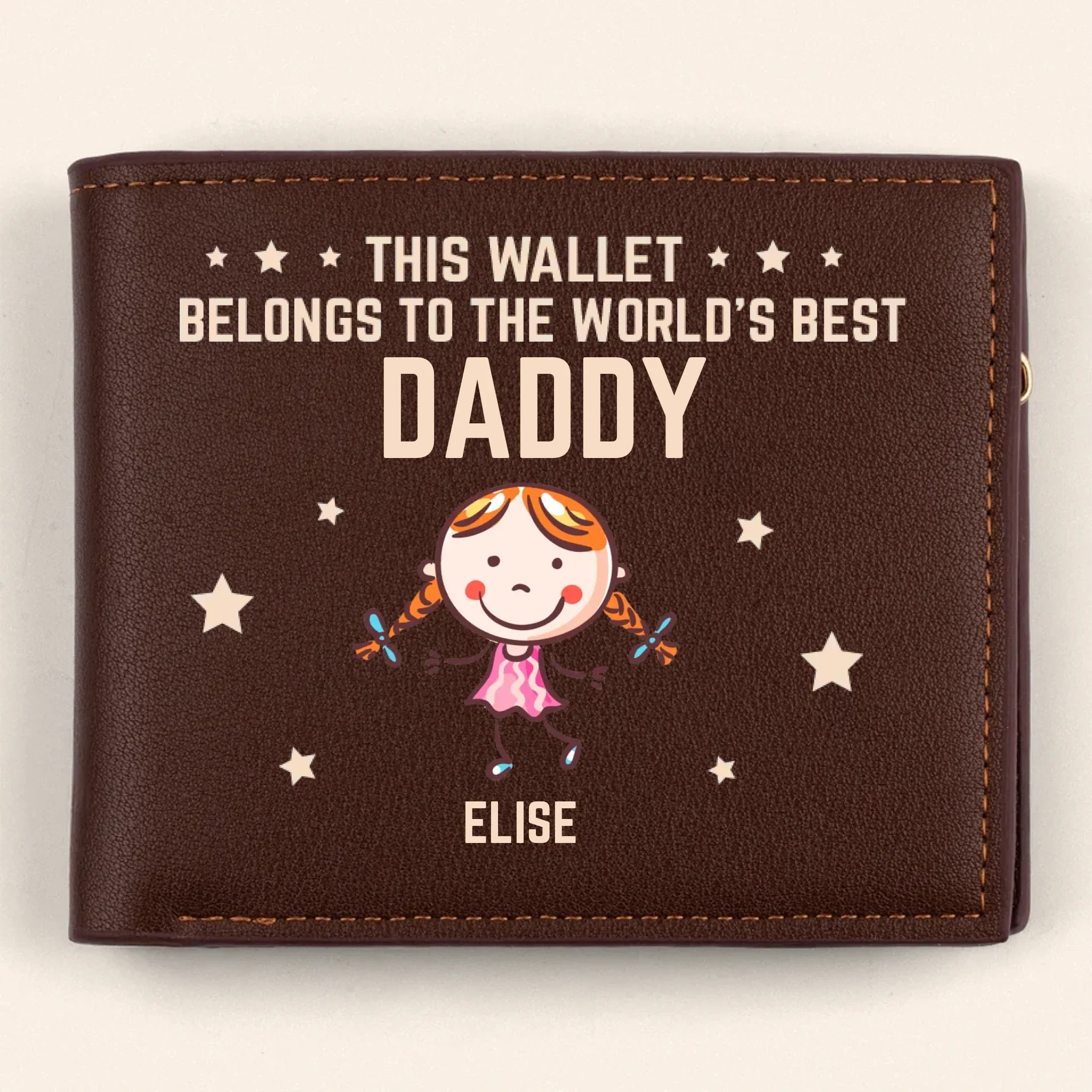 This Wallet Belongs To The World’s Best Daddy - Family Personalized Custom Double-Sided Printed Leather Wallet - Father's Day, Gift For Dad, Grandpa