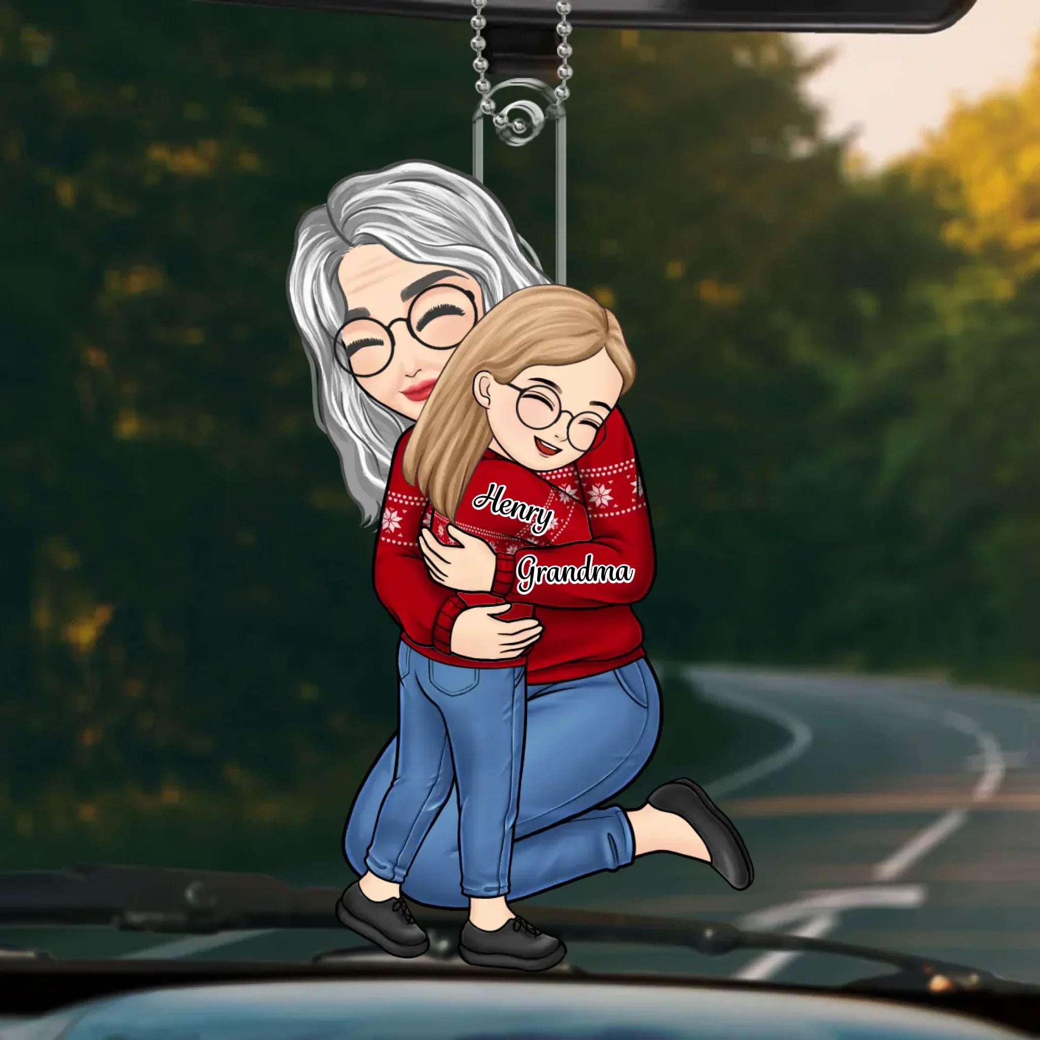 A Little Bit Parent, A Little Bit Best Friend - Family Personalized Custom Car Ornament - Acrylic Custom Shaped - Gift For Grandma