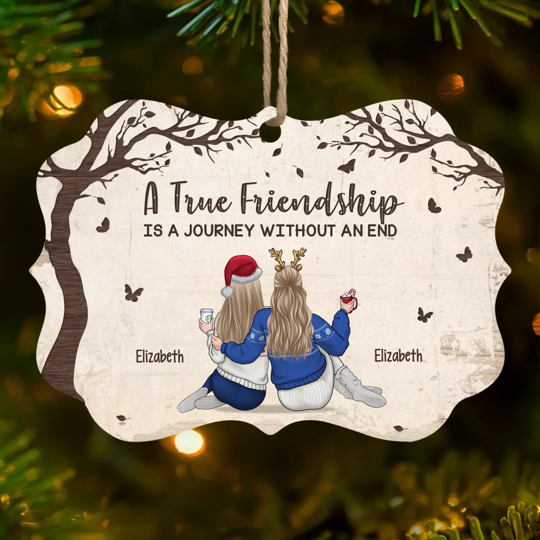 Jingle Ladies Rock - Bestie Personalized Custom Ornament - Wood Custom Shaped - Christmas Gift For Best Friends, BFF, Sisters